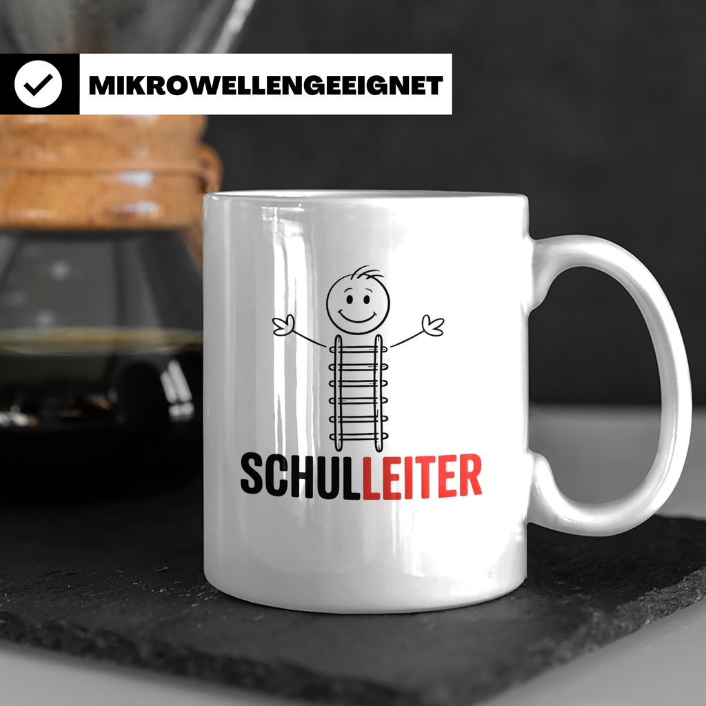 Schulleiter Tasse mit Leiter Wortspiel Kaffeebecher für Rekt – Weiß [farbe:weiß]