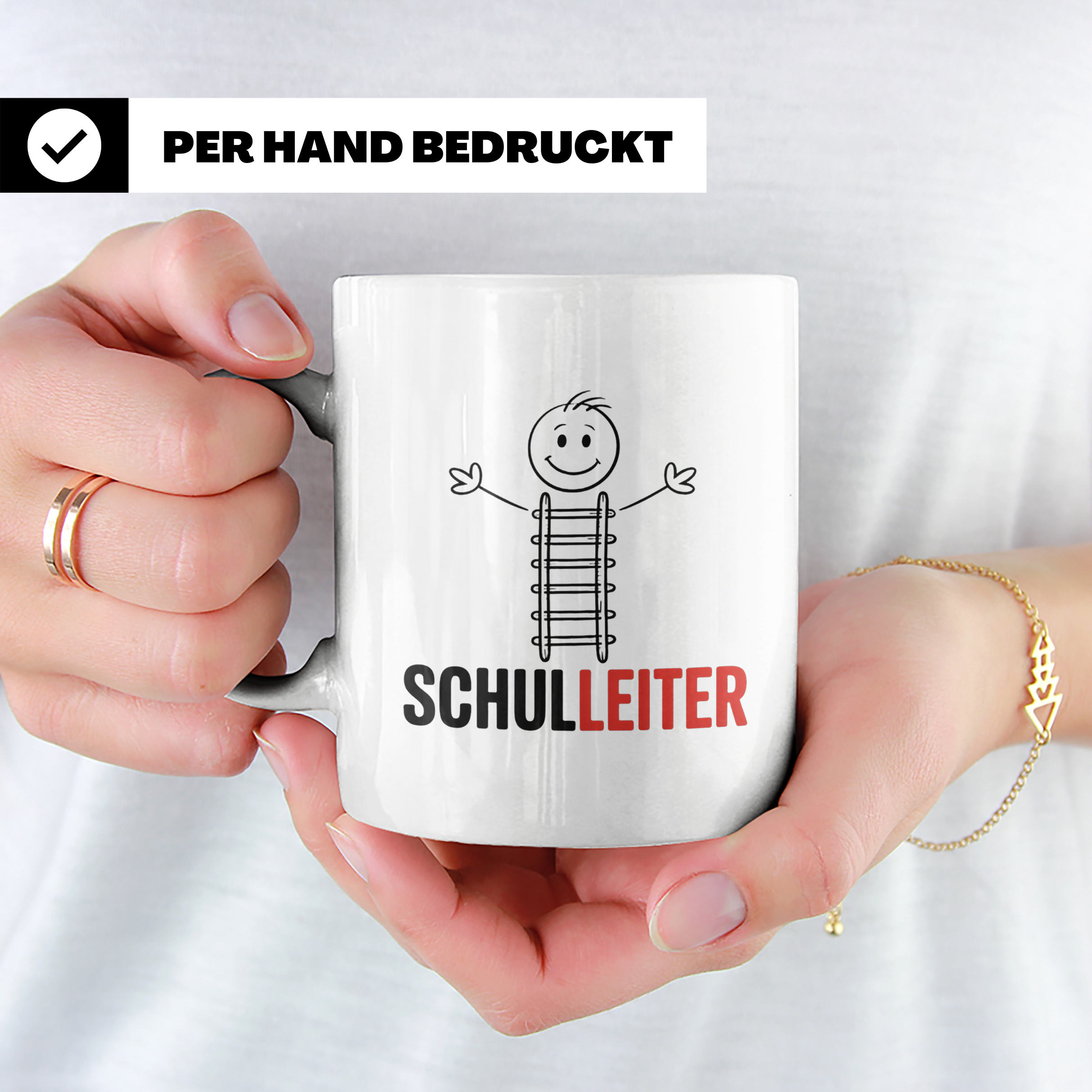Schulleiter Tasse mit Leiter Wortspiel Kaffeebecher für Rekt – Weiß [farbe:weiß]