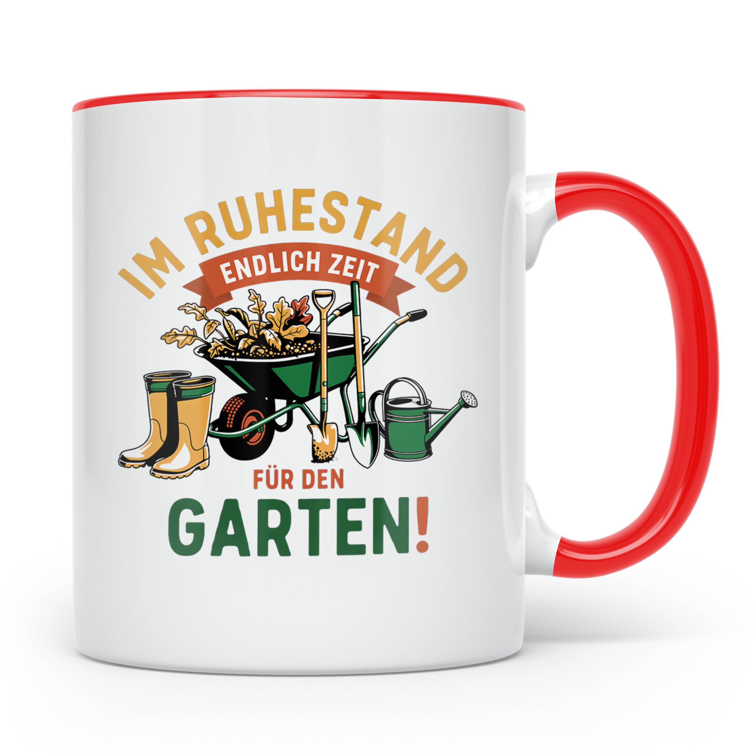 Ruhestand Tasse Gärtner | Geschenk für Rentner & Pensionär | – Rot [farbe:rot]