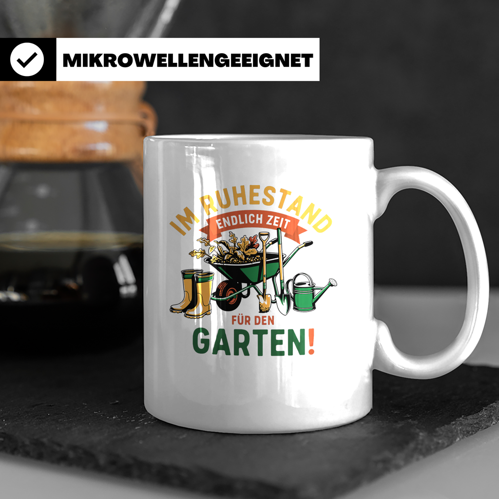 Ruhestand Tasse Gärtner | Geschenk für Rentner & Pensionär | – Weiß [farbe:weiß]