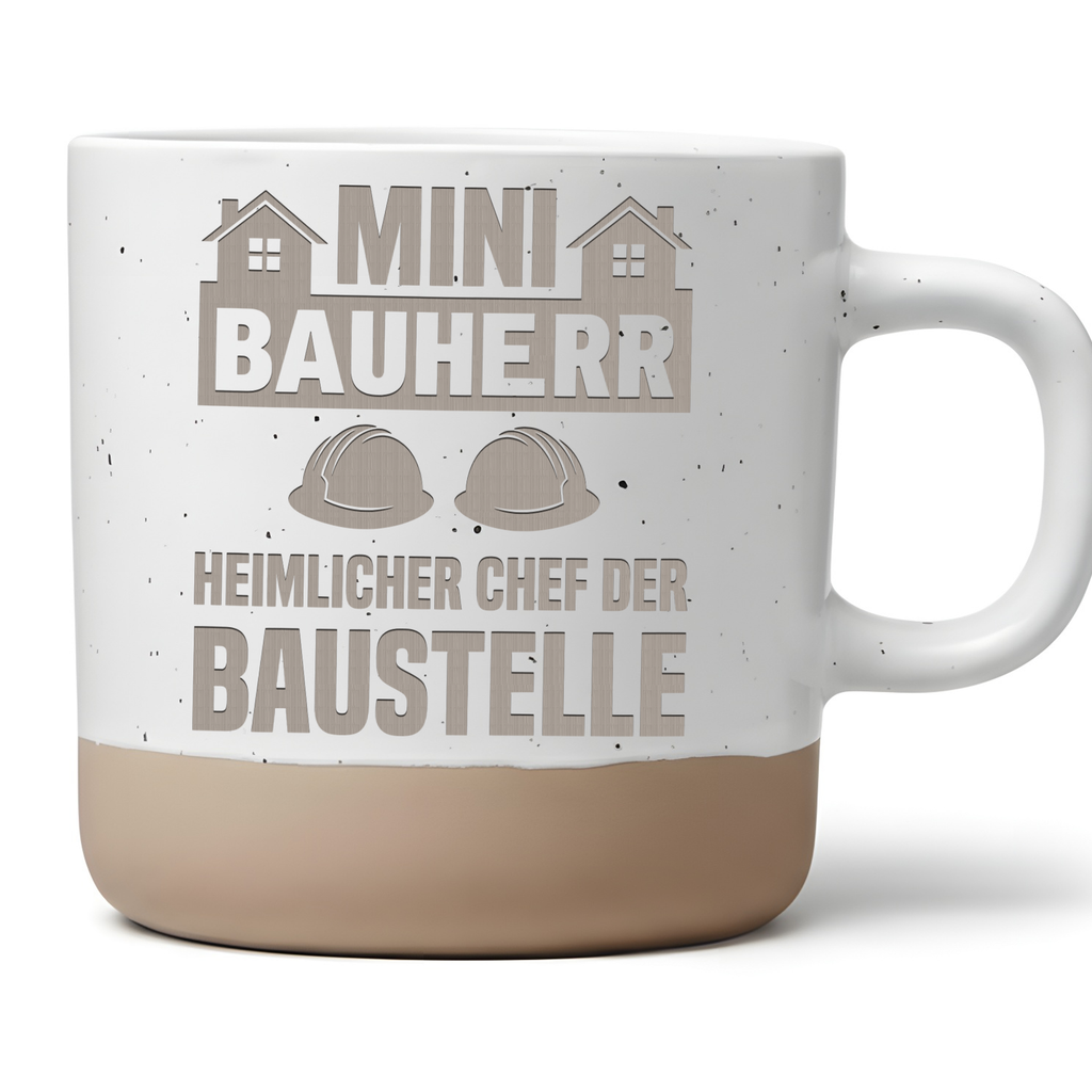Tasse Mini Bauherr, Geschenk Hausbau Becher, Heimlicher Chef der Baust – Bild 1