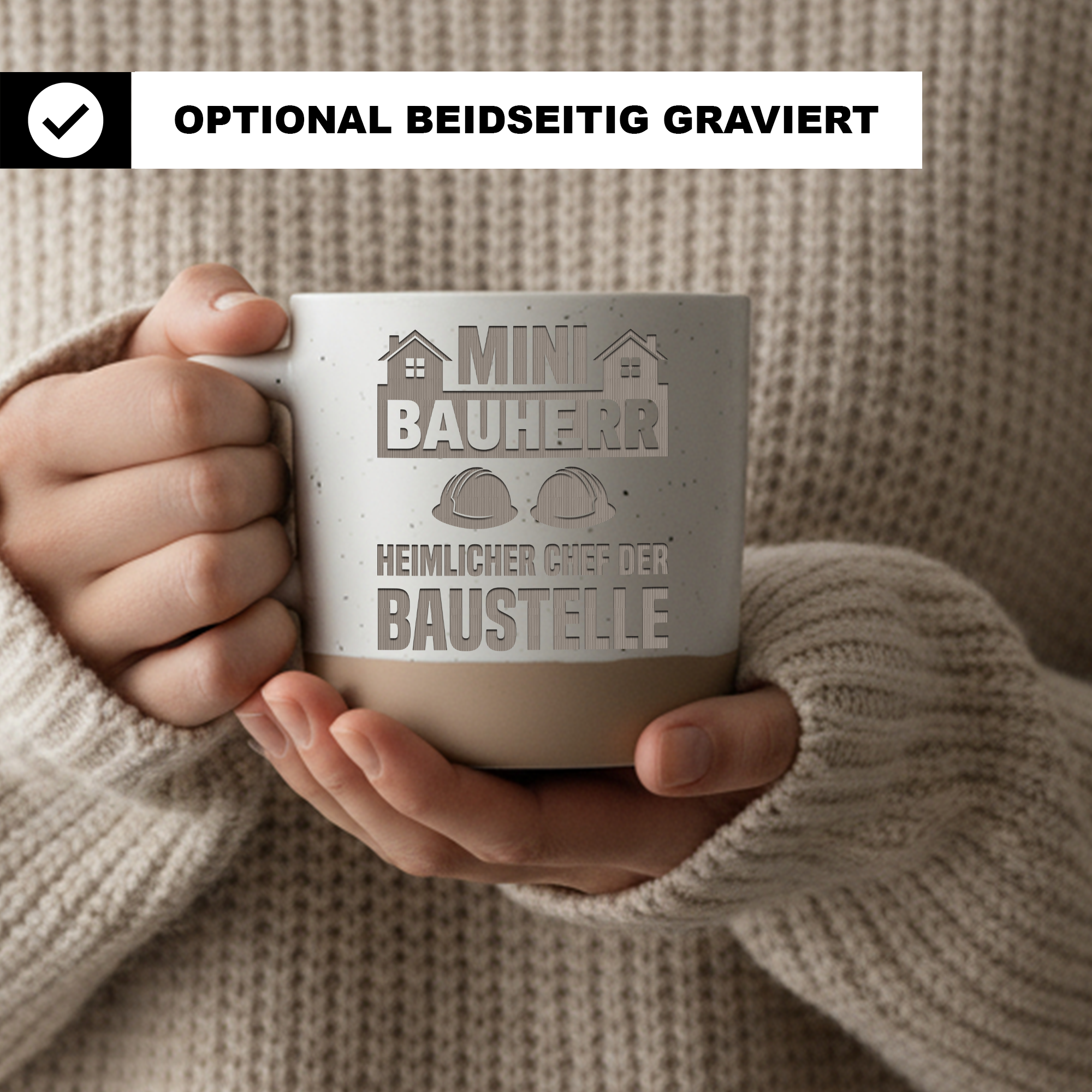 Tasse Mini Bauherr, Geschenk Hausbau Becher, Heimlicher Chef der Baust – Bild 2