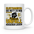 Elektroniker Tasse mit Spruch Unfall aussehen lassen, Gesche – Weiß [farbe:weiß]