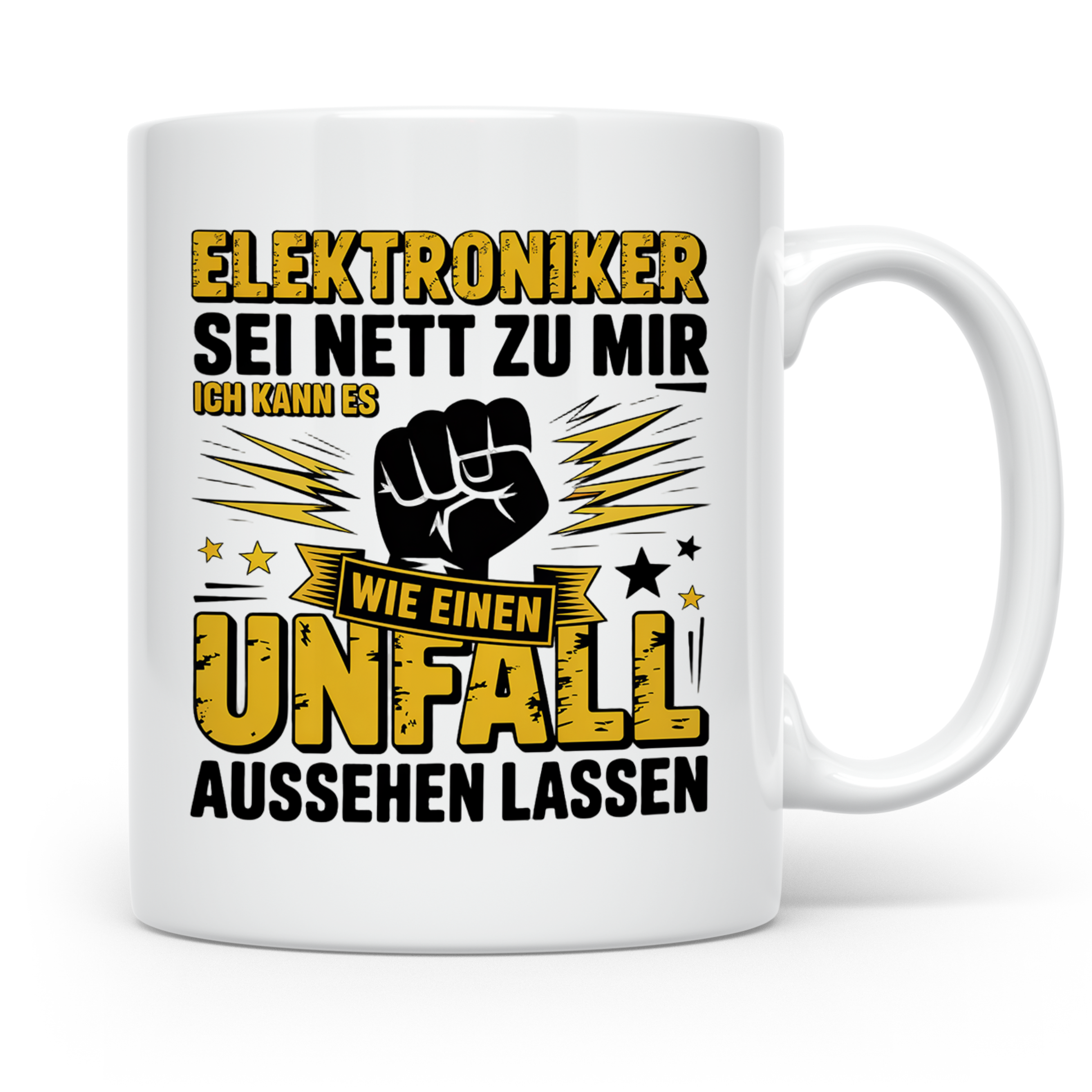 Elektroniker Tasse mit Spruch Unfall aussehen lassen, Gesche – Weiß [farbe:weiß]