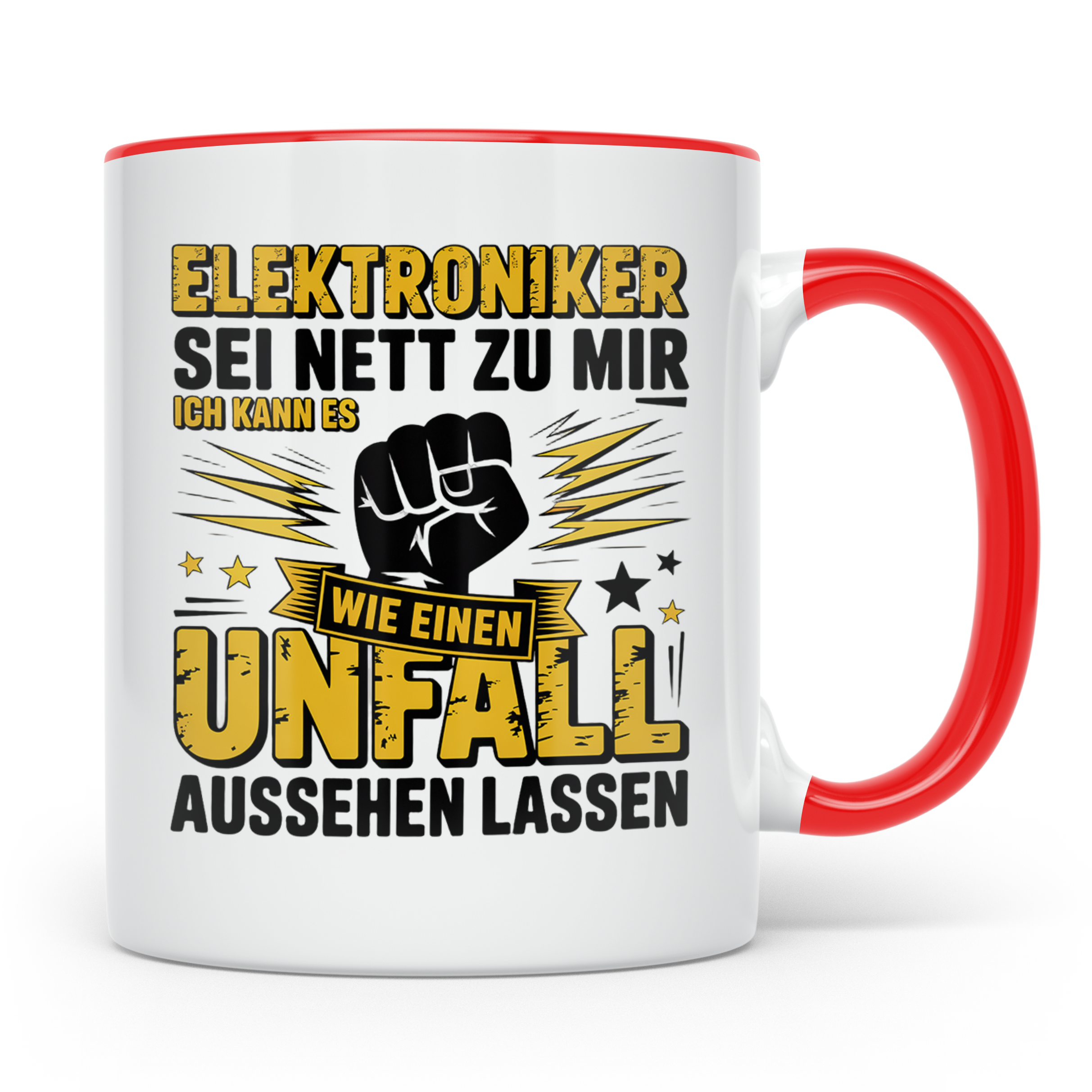 Elektroniker Tasse mit Spruch Unfall aussehen lassen, Gesche – Rot [farbe:rot]