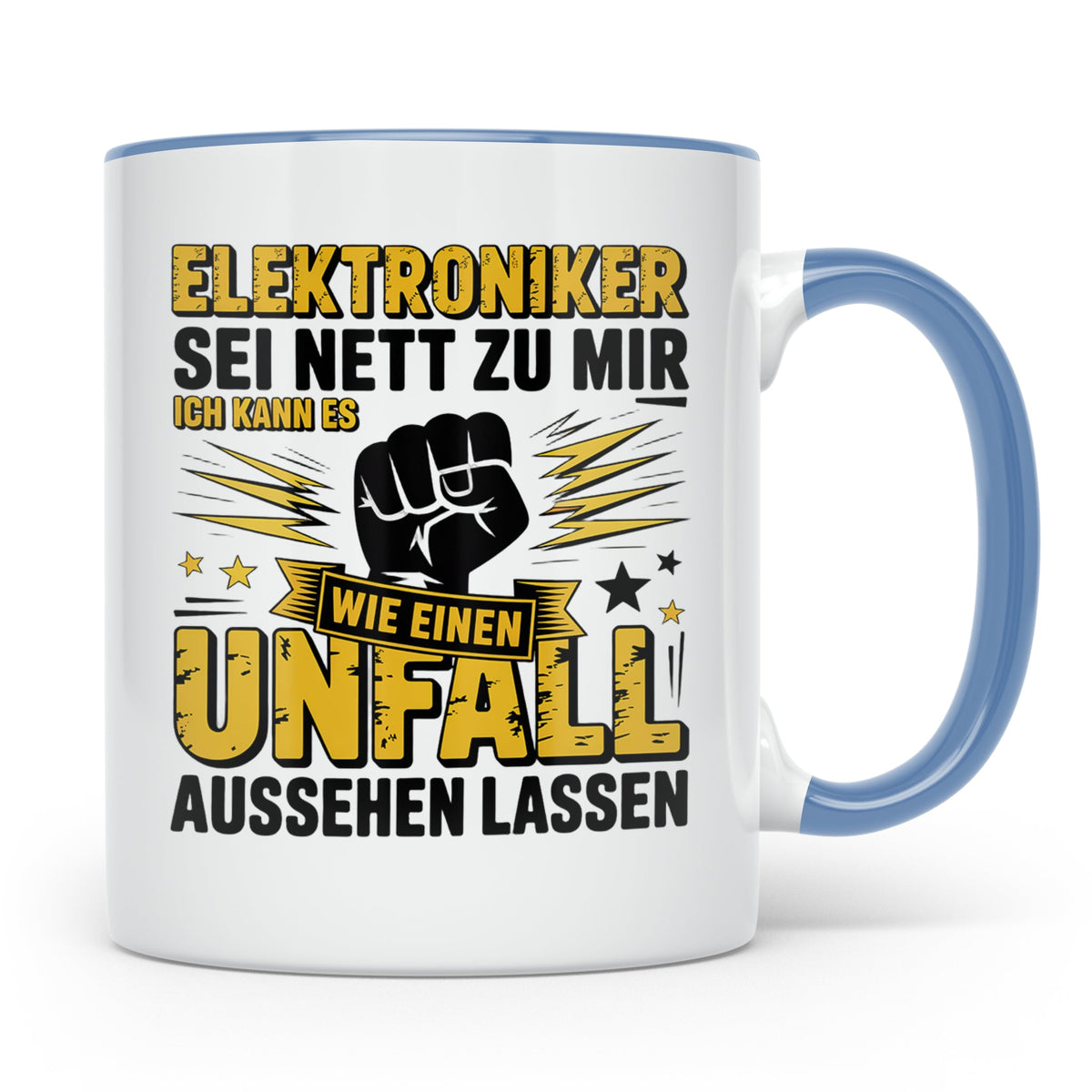 Elektroniker Tasse mit Spruch Unfall aussehen lassen, Gesche – Blau [farbe:blau]
