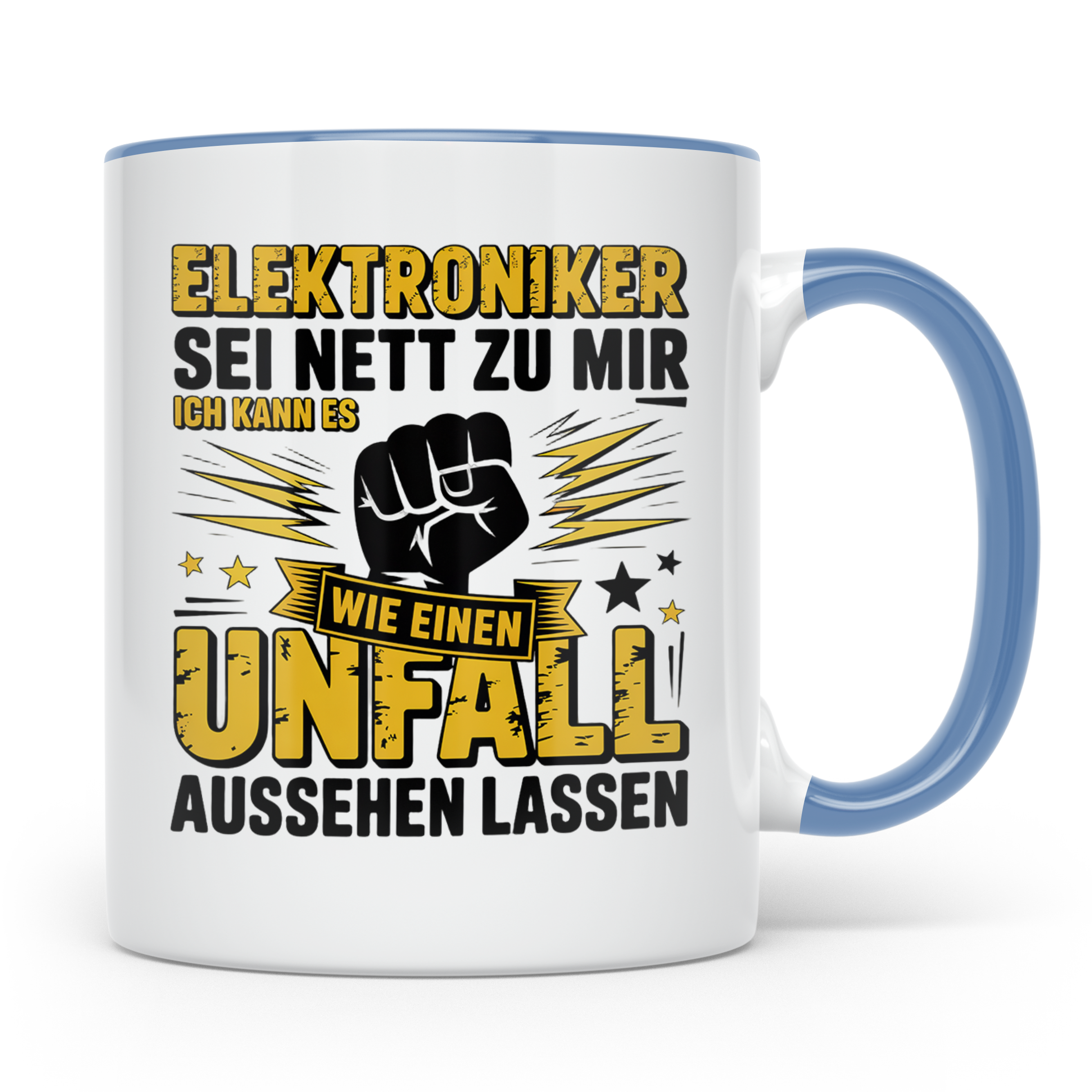 Elektroniker Tasse mit Spruch Unfall aussehen lassen, Gesche – Blau [farbe:blau]