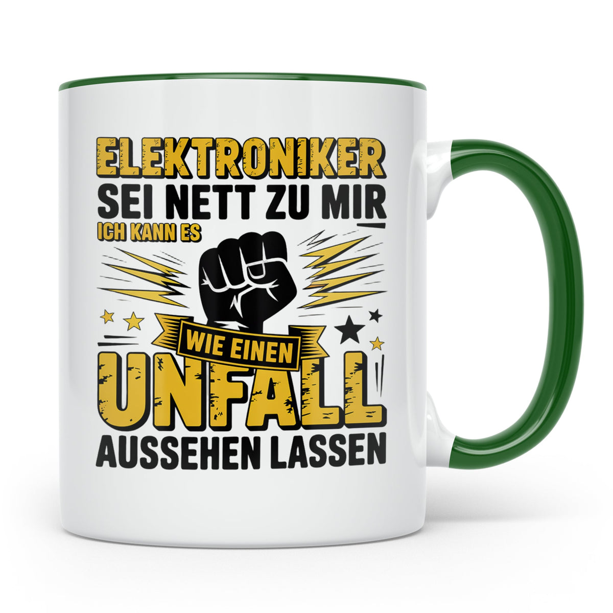 Elektroniker Tasse mit Spruch Unfall aussehen lassen, Gesche – Grün [farbe:grün]
