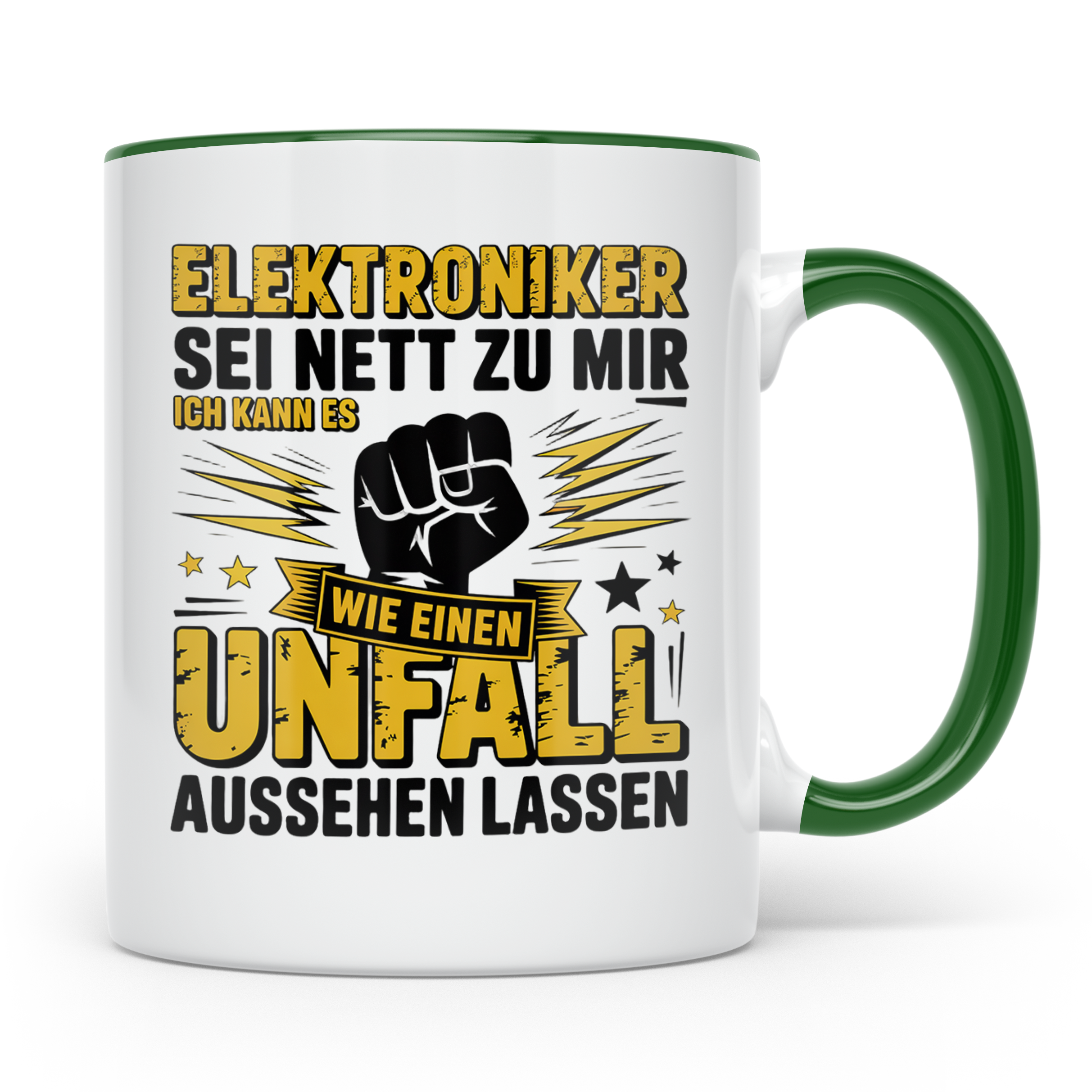 Elektroniker Tasse mit Spruch Unfall aussehen lassen, Gesche – Grün [farbe:grün]