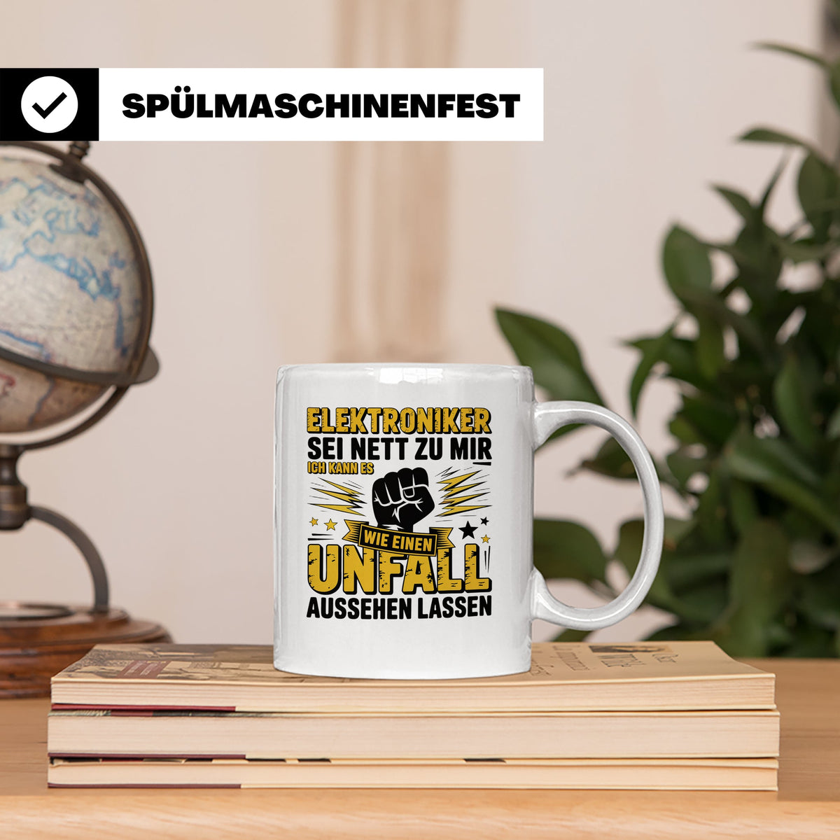 Elektroniker Tasse mit Spruch Unfall aussehen lassen, Gesche – Weiß [farbe:weiß]