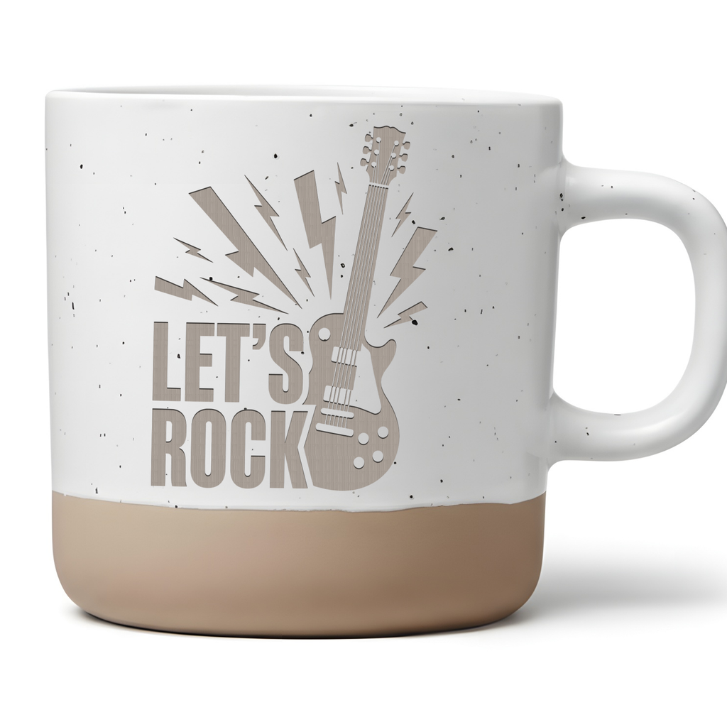 Tasse Let's Rock Gitarre, Rockmusik Becher Keramik, Geschenk fuer Musi – Bild 1