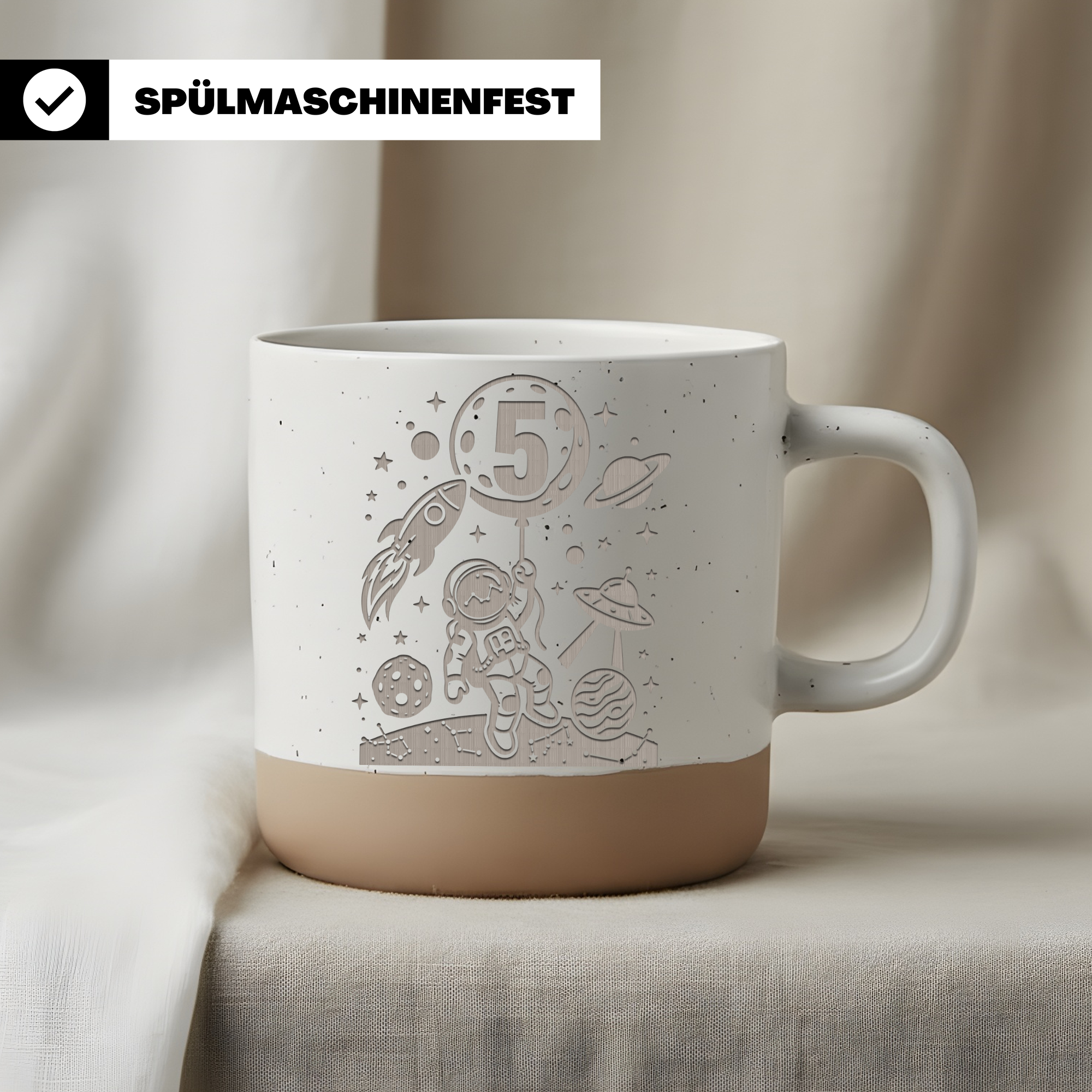 Tasse 5. Geburtstag Weltraum, Astronaut Becher Kind 5 Jahre, Geschenkt – Bild 3