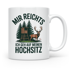 Jäger Tasse mit Spruch Mir reichts ich geh auf meinen Hochsi – Weiß [farbe:weiß]