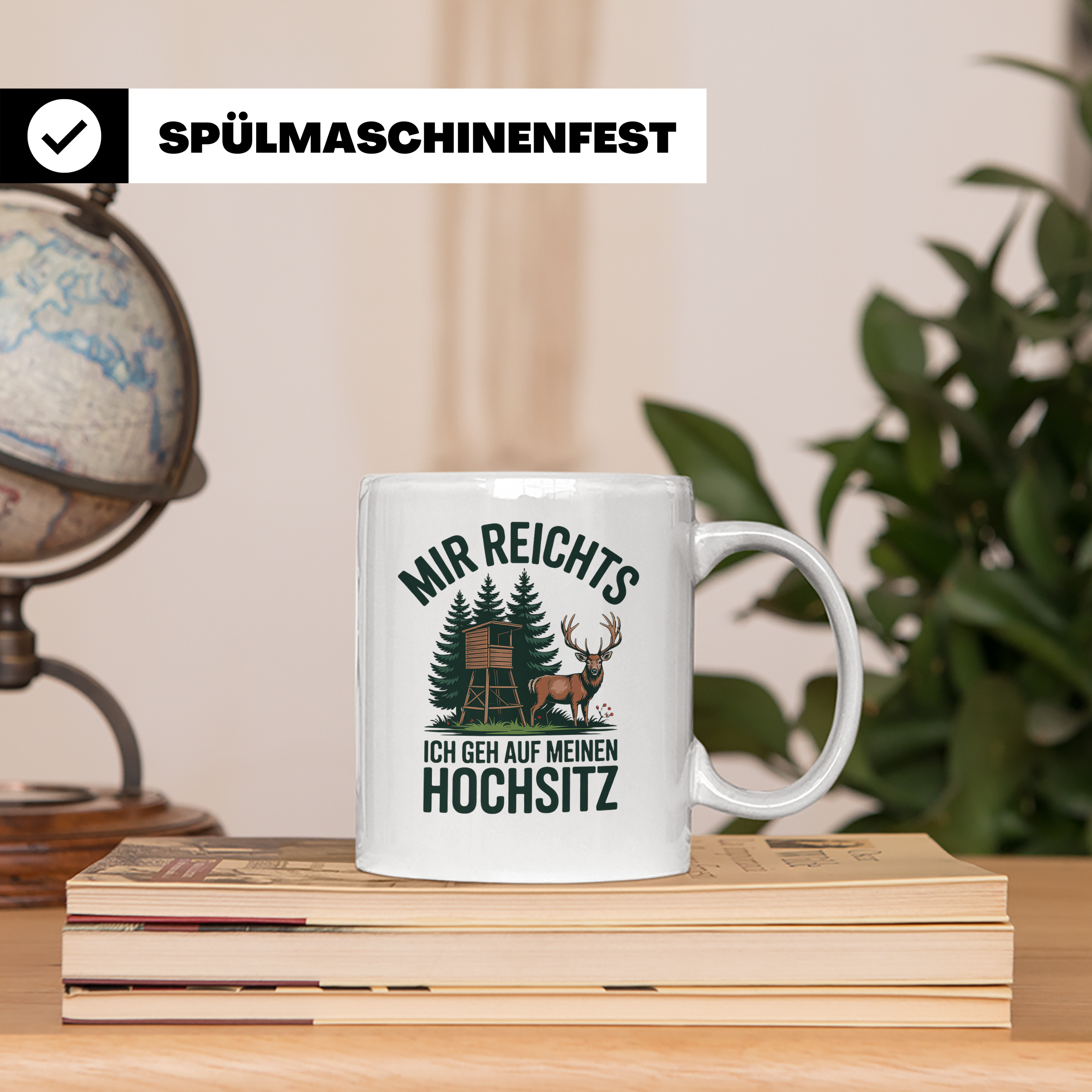 Jäger Tasse mit Spruch Mir reichts ich geh auf meinen Hochsi – Weiß [farbe:weiß]