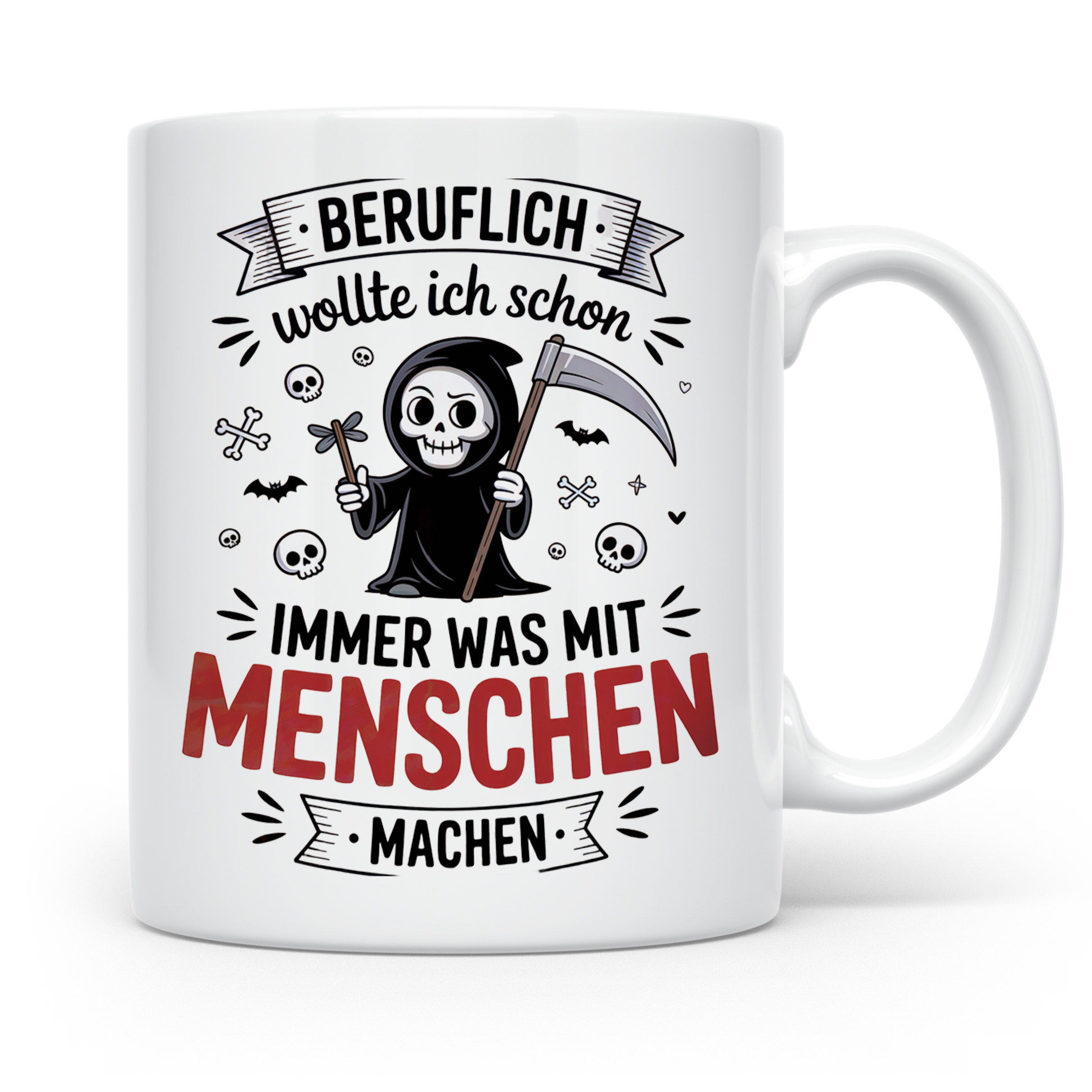Bestatter Humor | Ich wollte was mit Menschen machen - Friedhof Sarg Sublimation