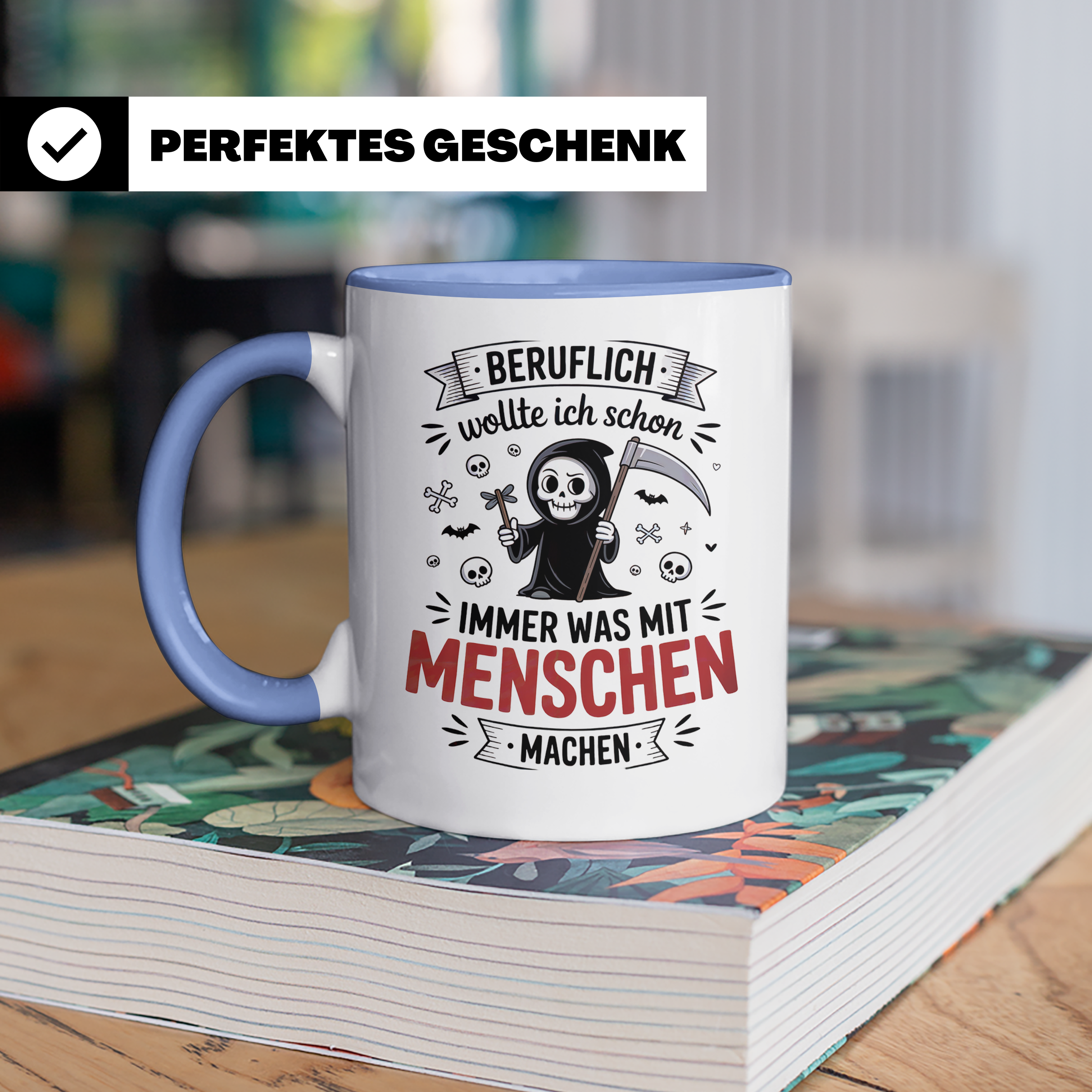 Bestatter Humor | Ich wollte was mit Menschen machen - Friedhof Sarg Sublimation
