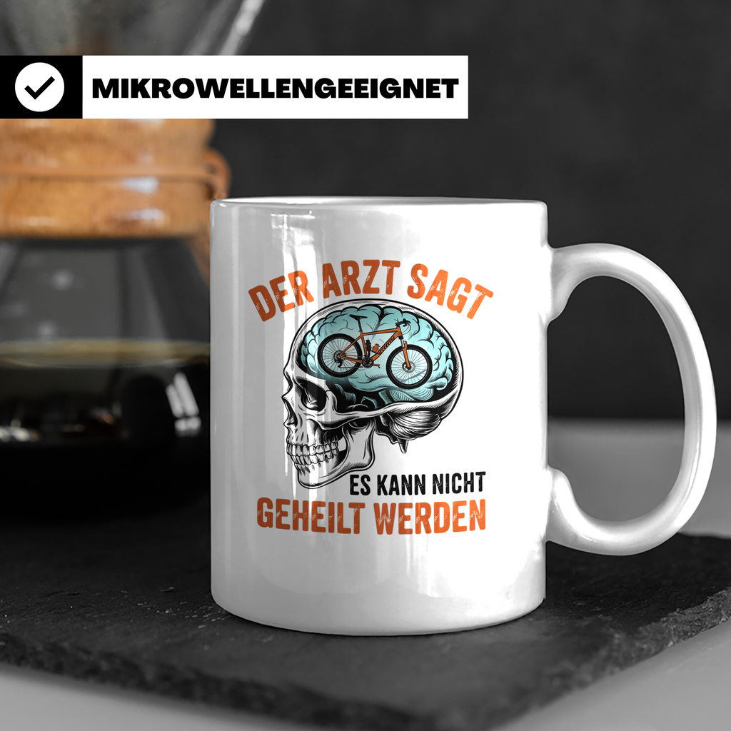 Mountainbike Tasse Der Arzt sagt unheilbar lustiger Spruch M – Weiß [farbe:weiß]