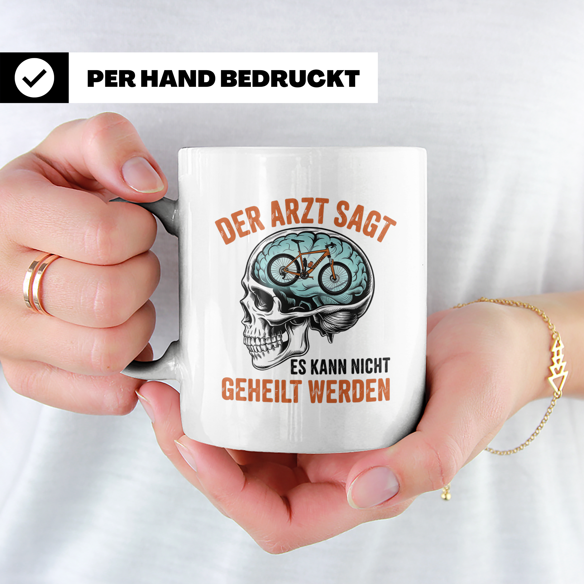 Mountainbike Tasse Der Arzt sagt unheilbar lustiger Spruch M – Weiß [farbe:weiß]