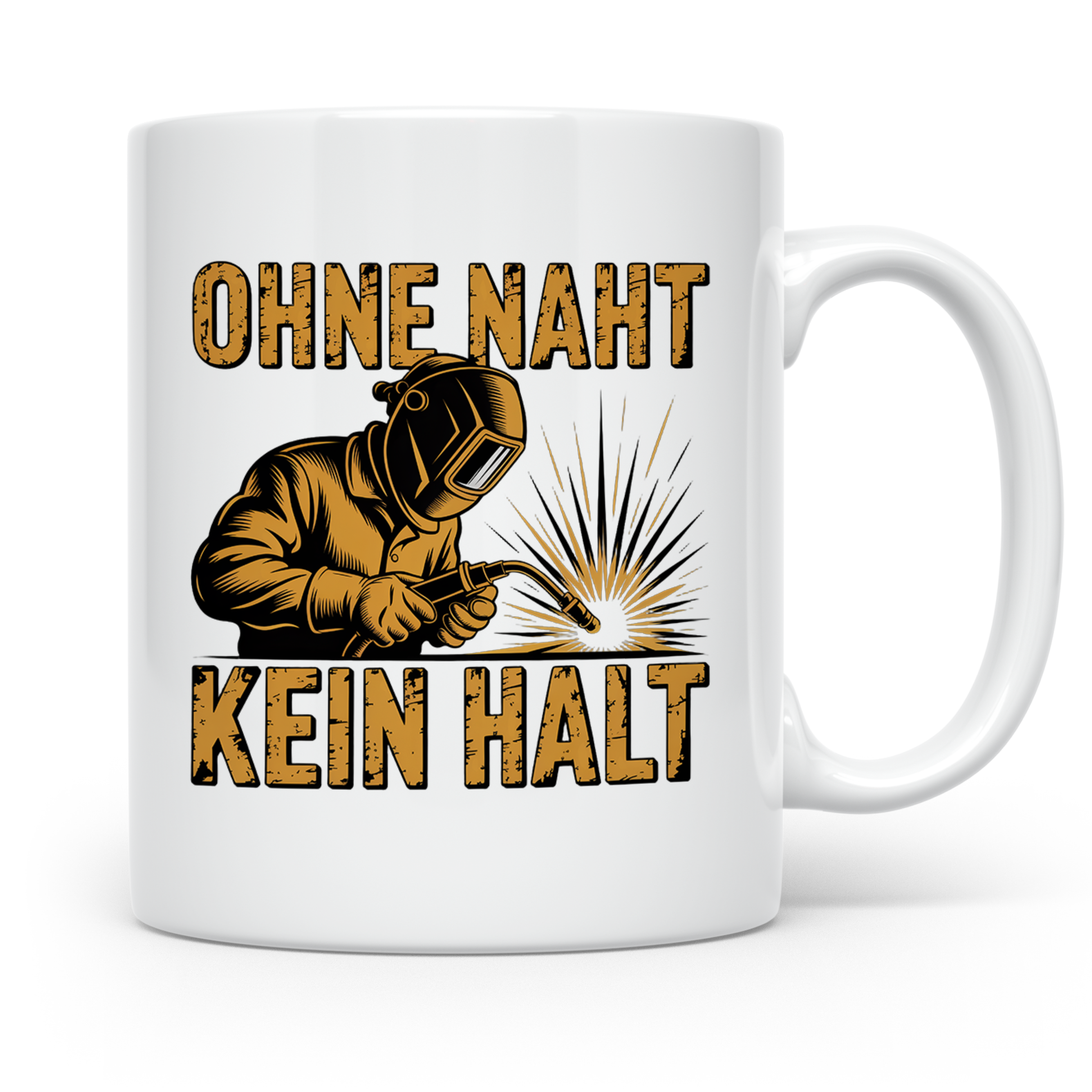 Schweißer Tasse Ohne Naht kein Halt Kaffeetasse mit Spruch G – Weiß [farbe:weiß]