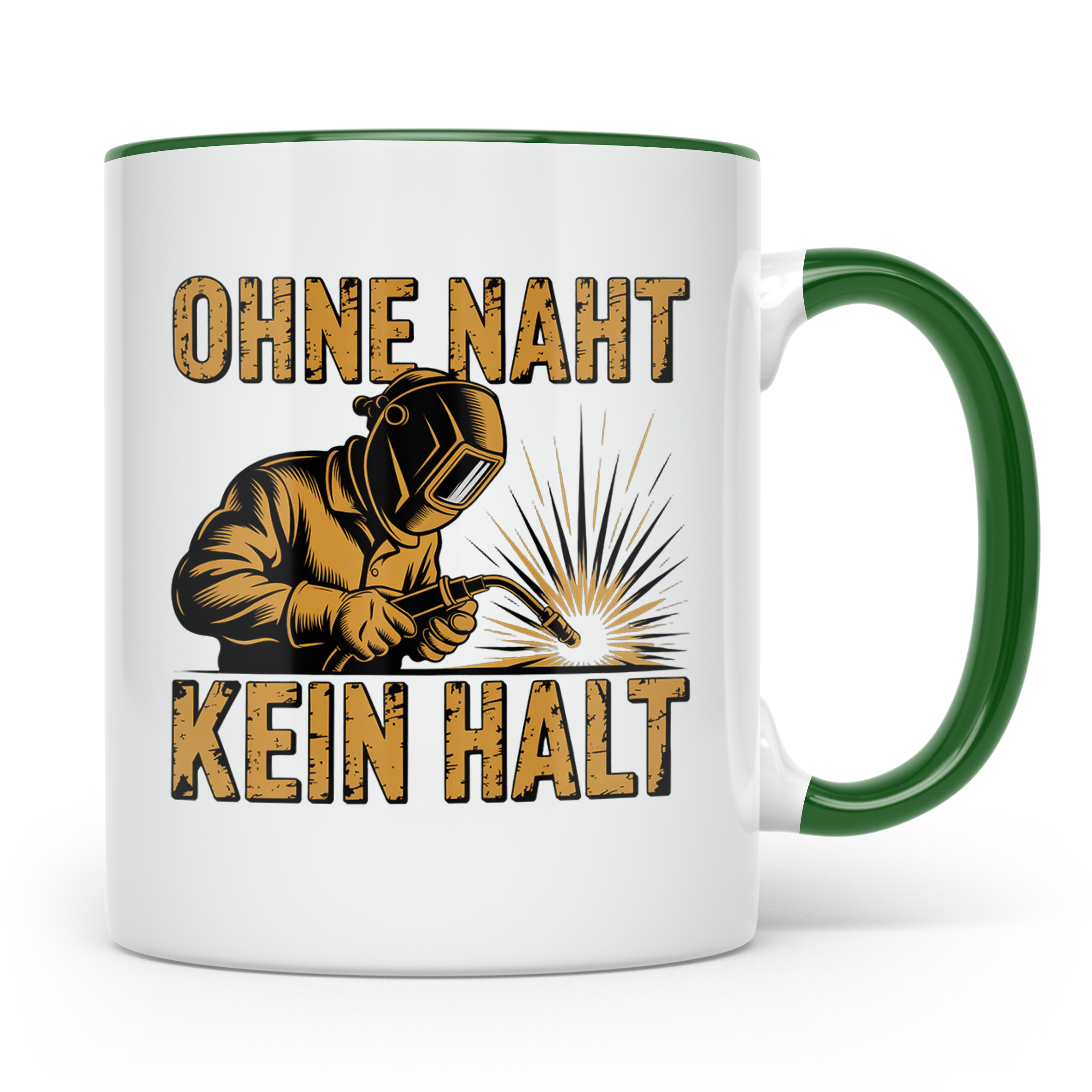 Schweißer Tasse Ohne Naht kein Halt Kaffeetasse mit Spruch G – Grün [farbe:grün]