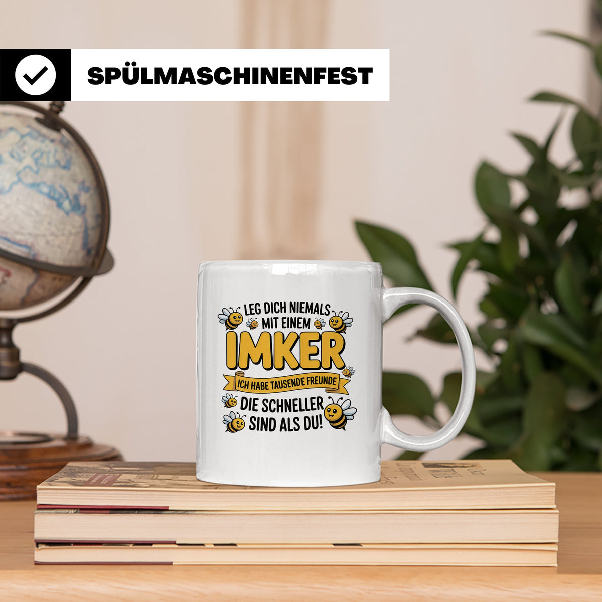Imker Tasse mit Spruch Leg Dich niemals an | Geschenk für Bi – Weiß [farbe:weiß]