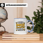 Imker Tasse mit Spruch Leg Dich niemals an | Geschenk für Bi – Blau [farbe:blau]