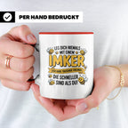 Imker Tasse mit Spruch Leg Dich niemals an | Geschenk für Bi – Rot [farbe:rot]
