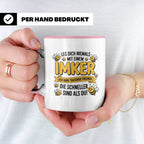 Imker Tasse mit Spruch Leg Dich niemals an | Geschenk für Bi – Rosa [farbe:rosa]