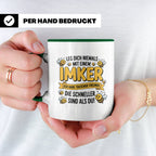 Imker Tasse mit Spruch Leg Dich niemals an | Geschenk für Bi – Grün [farbe:grün]