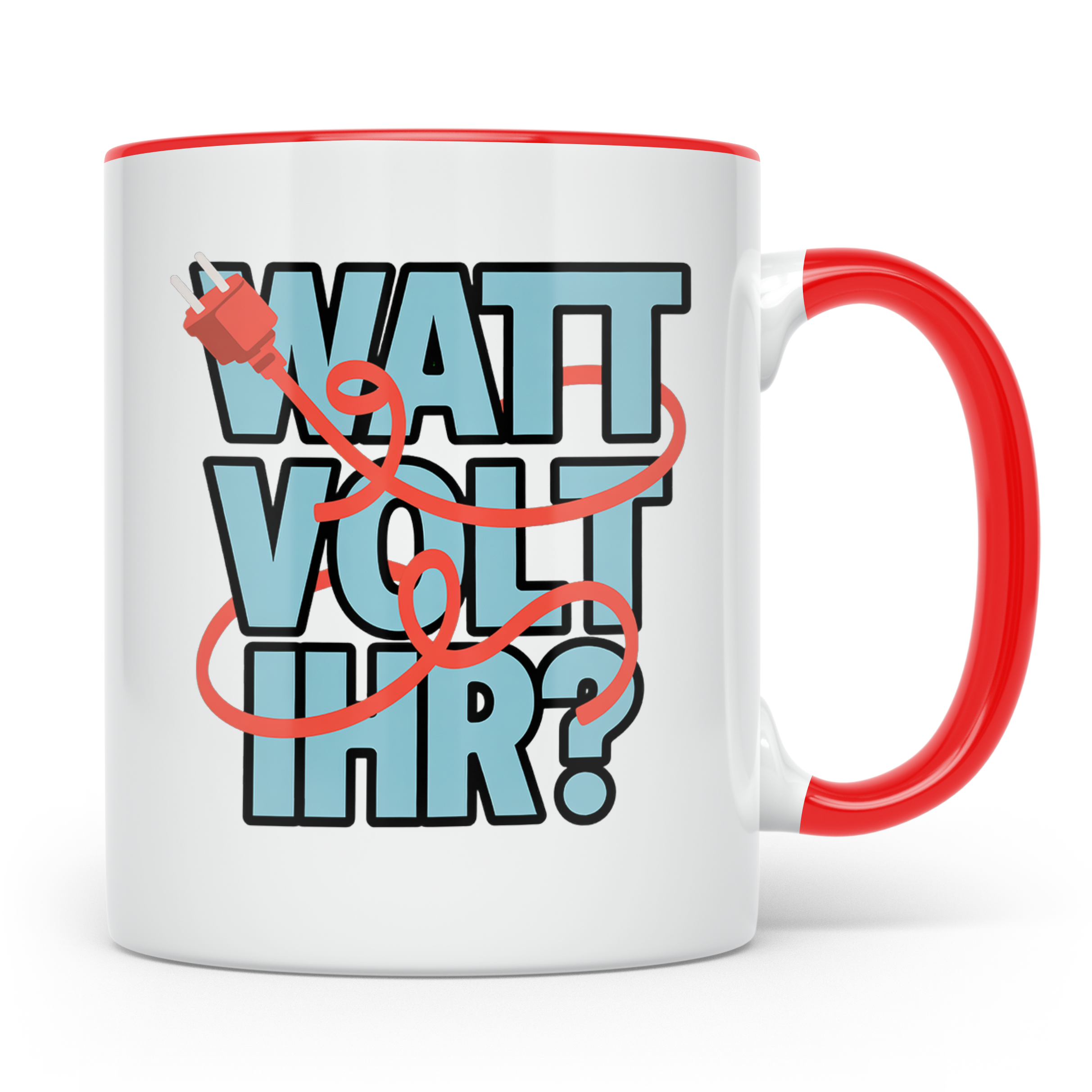 Elektriker Spruch Tasse Watt Volt Ihr?, Kaffeetasse für Elek – Rot [farbe:rot]