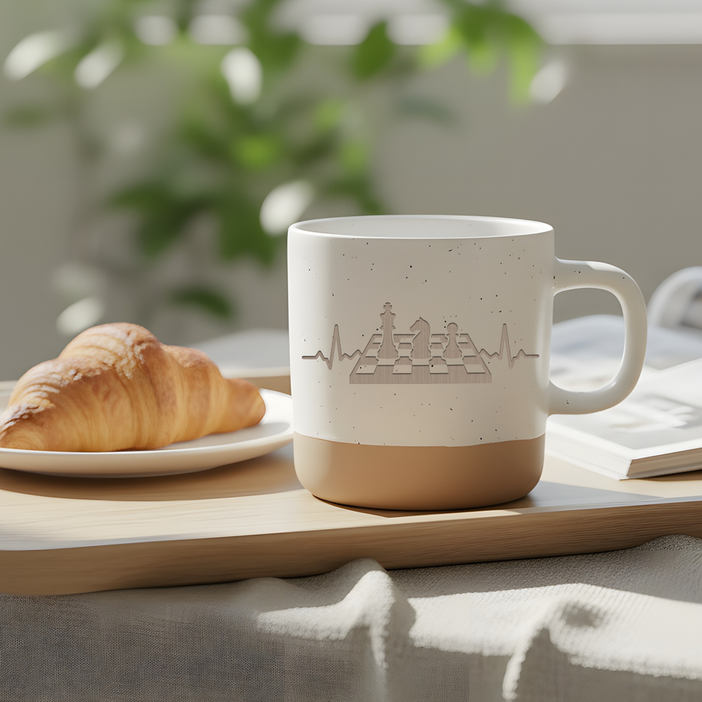 Tasse Schach Herzschlag, Schachspieler Becher Keramik, Geschenk fuer S – Bild 4