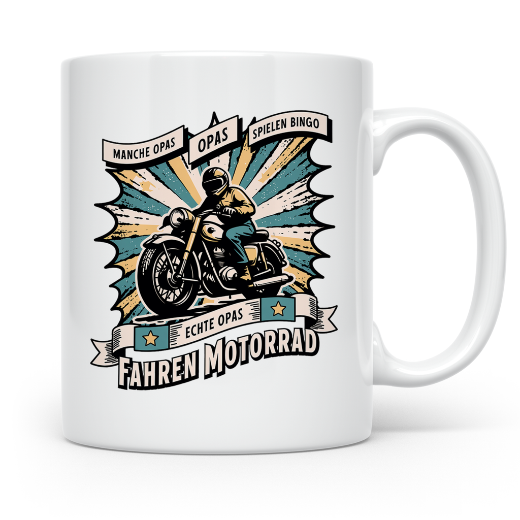 Echte Opas Fahren Motorrad Tasse für Biker Großvater, lustig – Weiß [farbe:weiß]