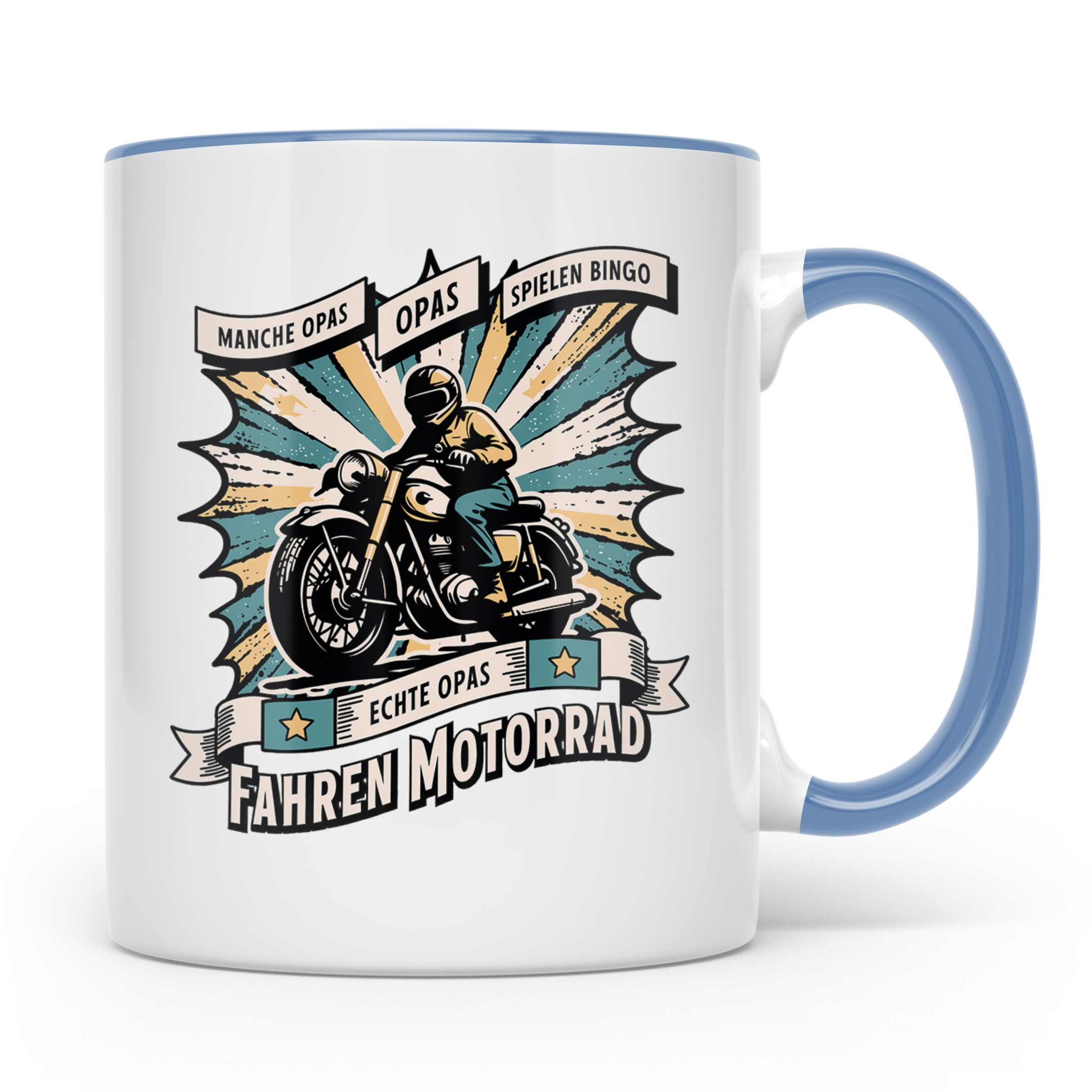 Echte Opas Fahren Motorrad Tasse für Biker Großvater, lustig – Blau [farbe:blau]