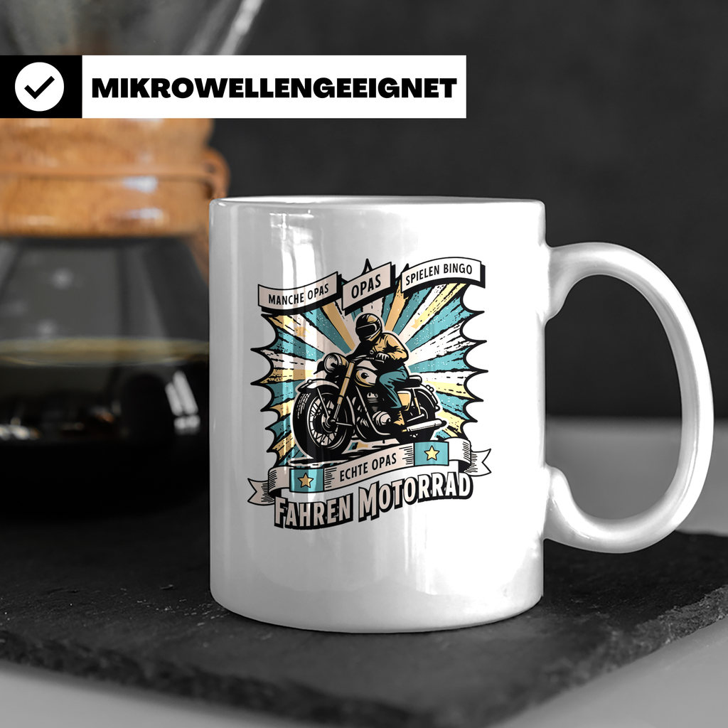 Echte Opas Fahren Motorrad Tasse für Biker Großvater, lustig – Weiß [farbe:weiß]