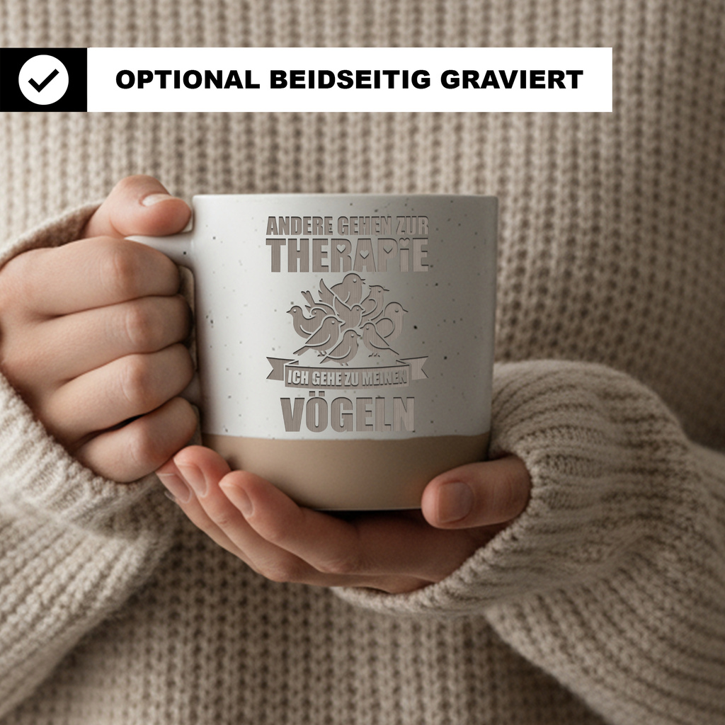 Tasse Vögel Therapie, Ich gehe zu meinen Vögeln Becher Keramik, Vogelh – Bild 2