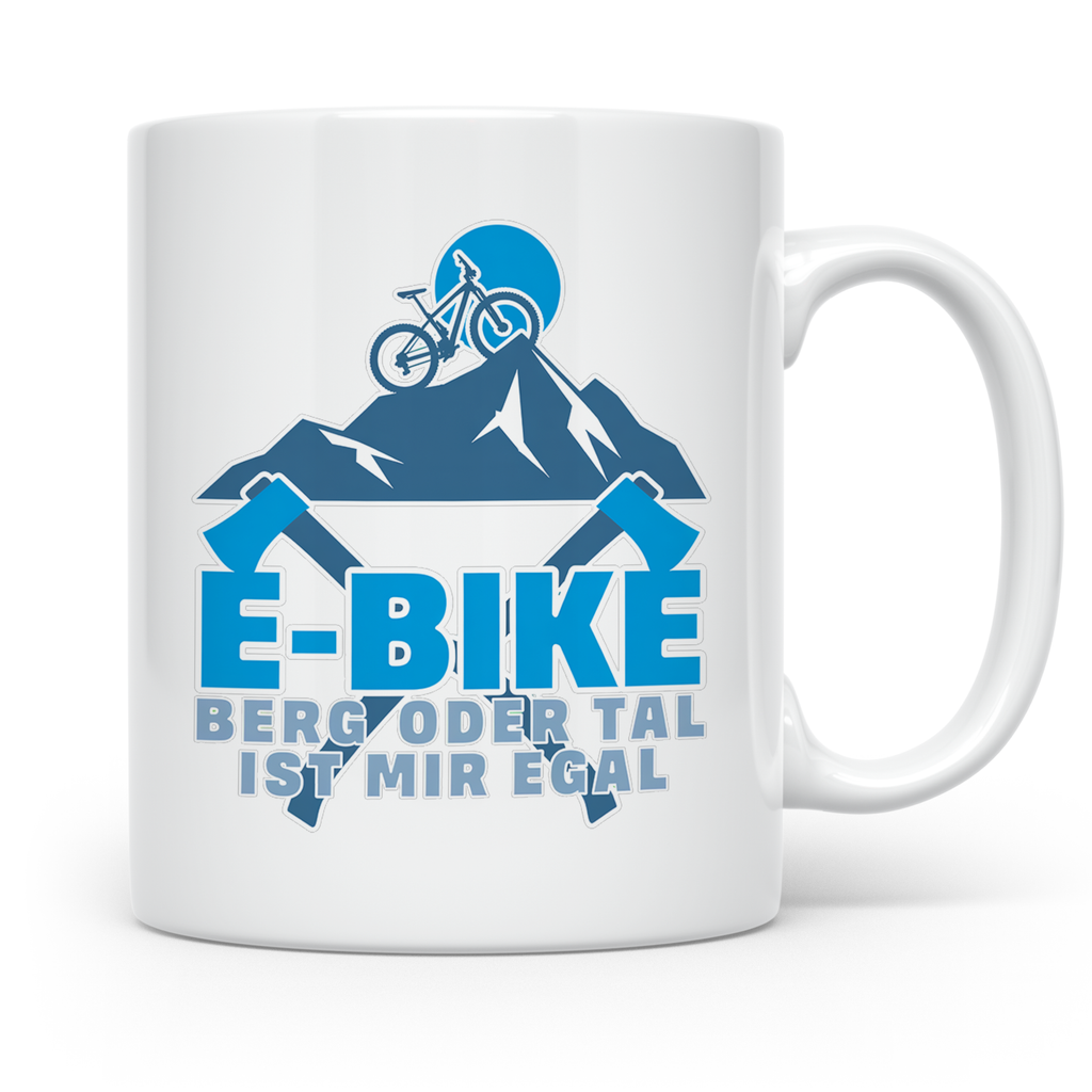 E-Bike Tasse Berg oder Tal ist mir egal, Lustiges MTB Mounta – Weiß [farbe:weiß]