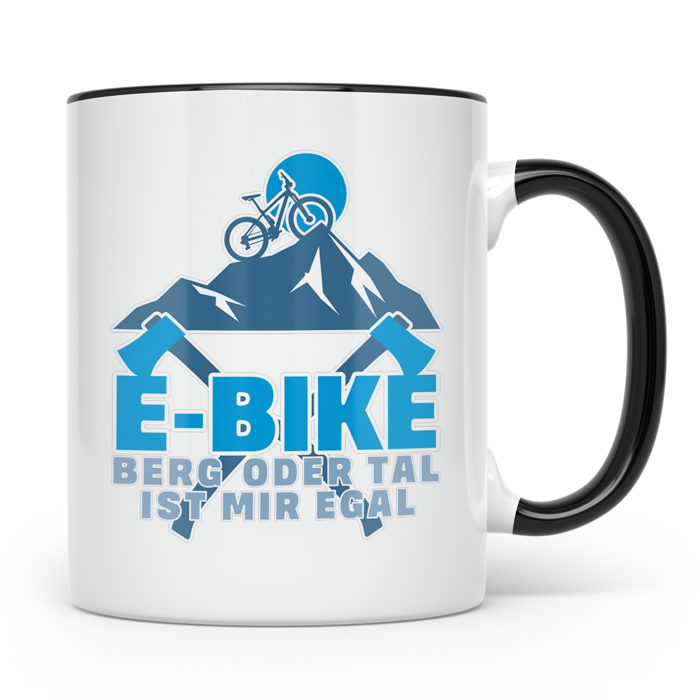 E-Bike Tasse Berg oder Tal ist mir egal, Lustiges MTB Mounta – Schwarz [farbe:schwarz]