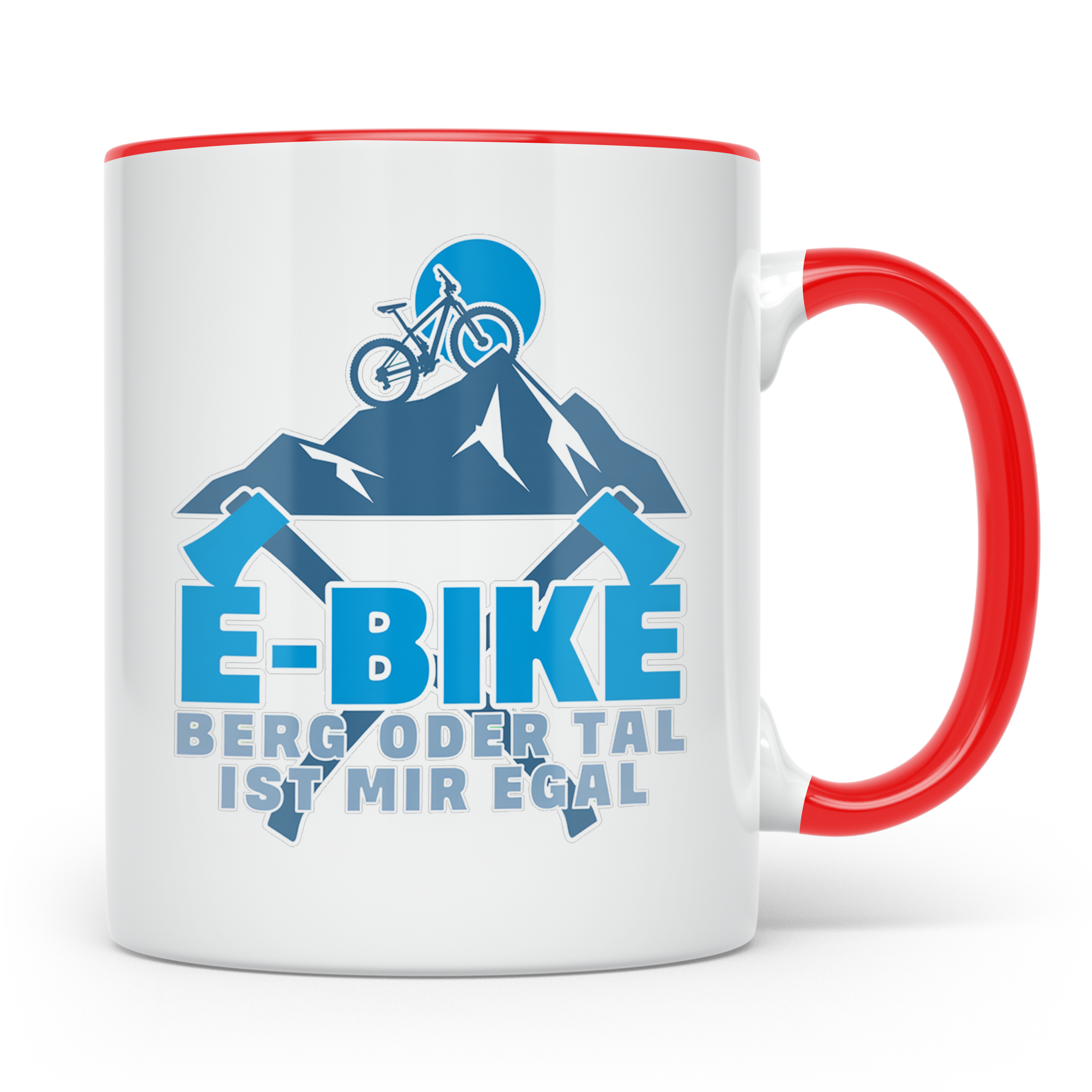 E-Bike Tasse Berg oder Tal ist mir egal, Lustiges MTB Mounta – Rot [farbe:rot]