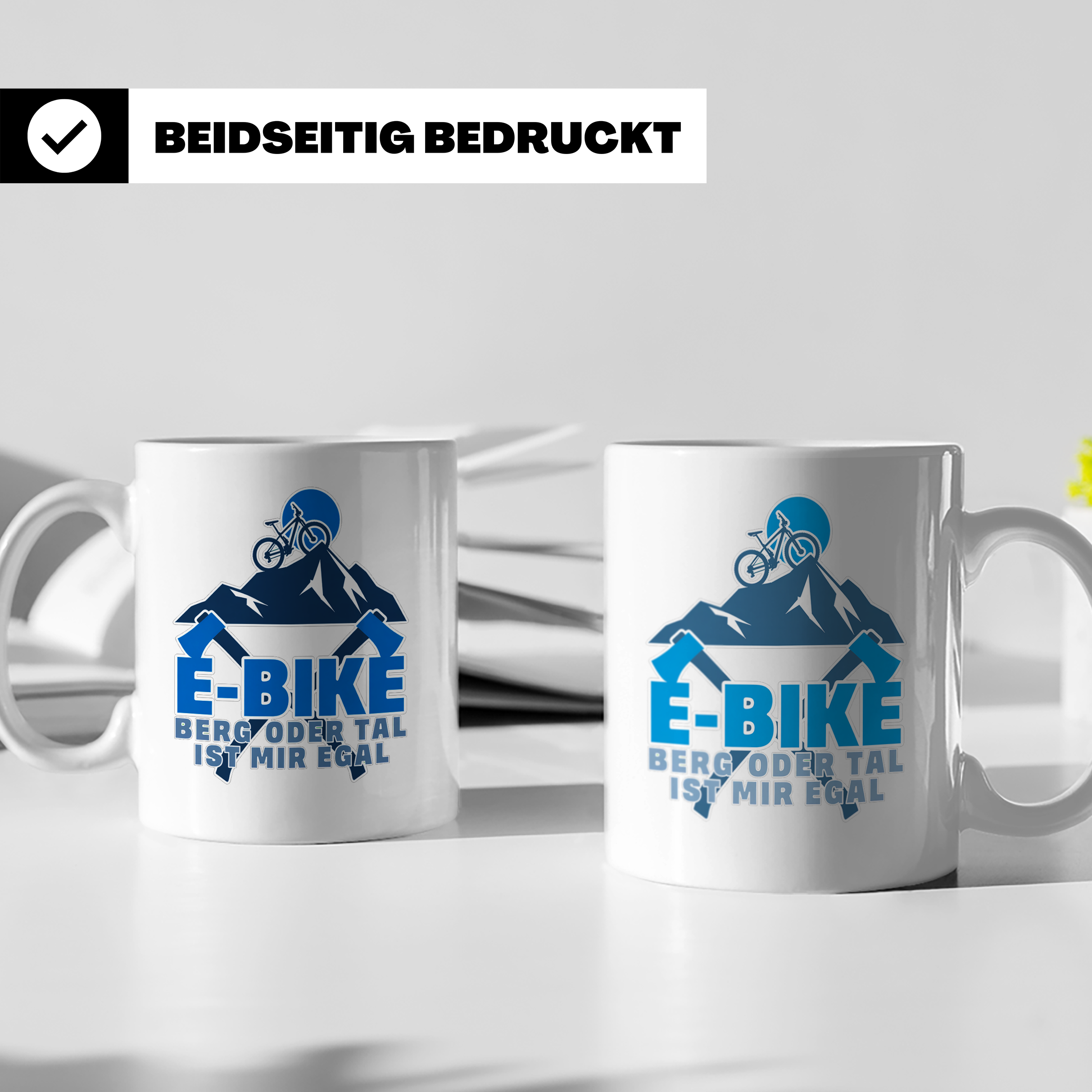 E-Bike Tasse Berg oder Tal ist mir egal, Lustiges MTB Mounta – Weiß [farbe:weiß]