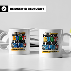 Maler Tasse mit Spruch Morgens Bunt Abends Blau, Geschenk fü – Weiß [farbe:weiß]