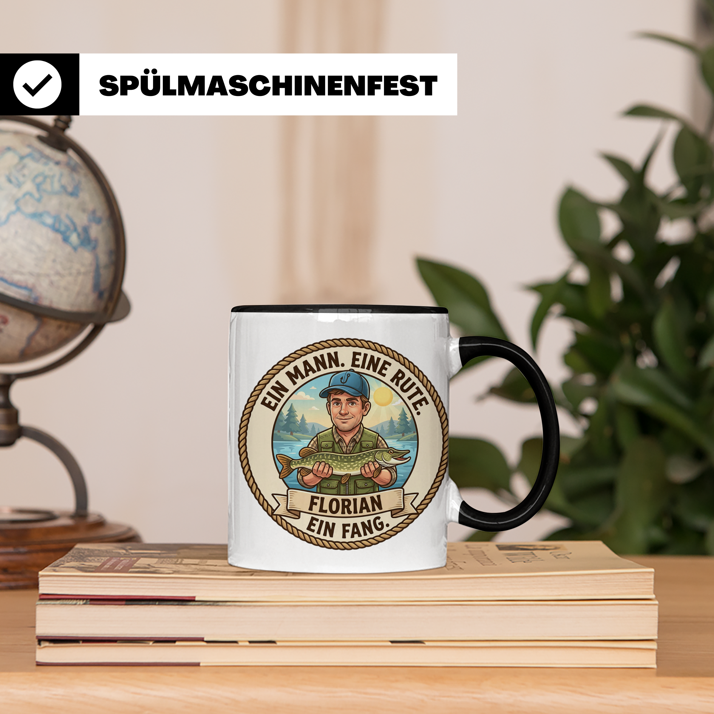 Tasse Angler personalisiert mit eigenem Gesicht Geschenk Angeln Hobby