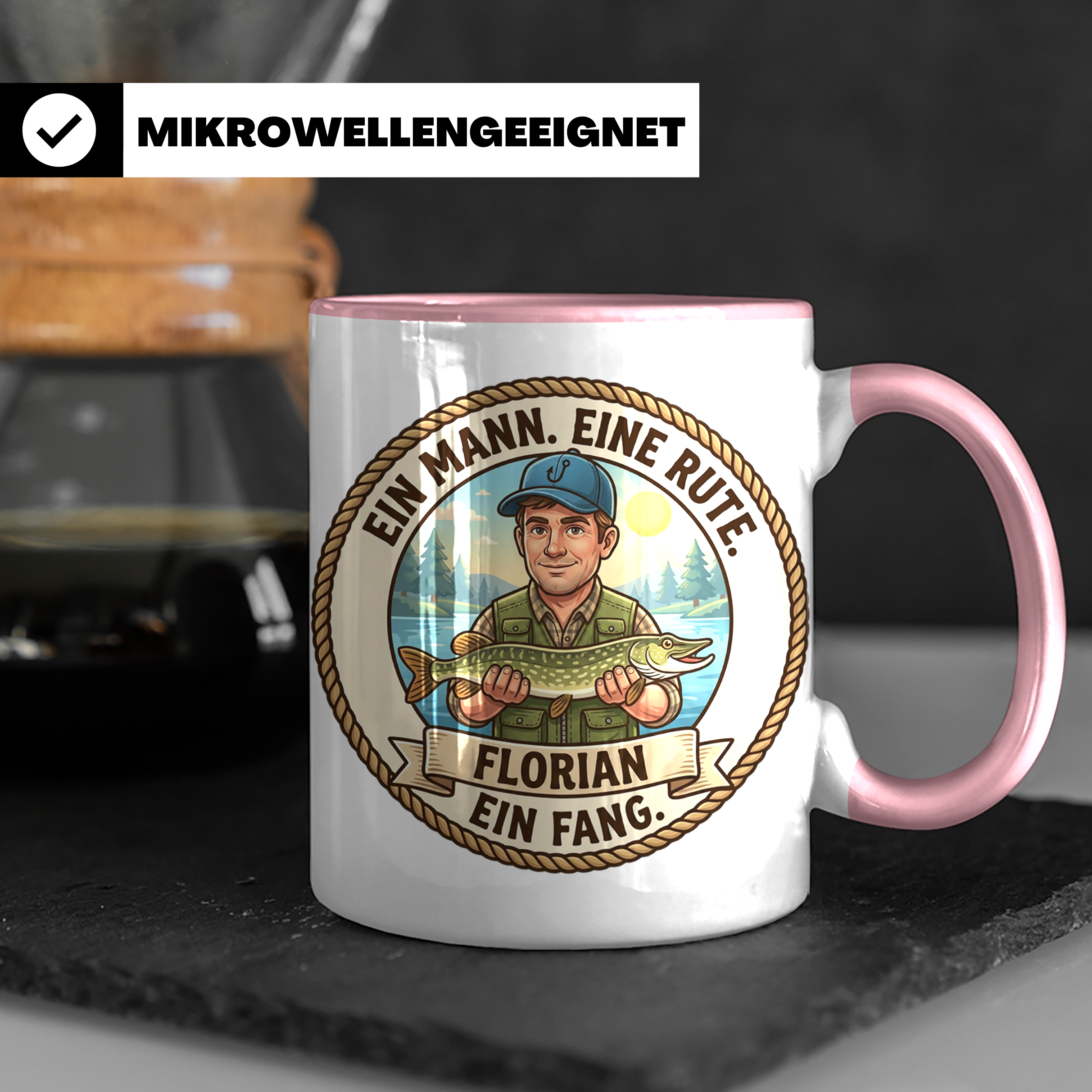 Personalisierte Angeltasse mit Foto Wunschname Angler Geschenk Geburtstag
