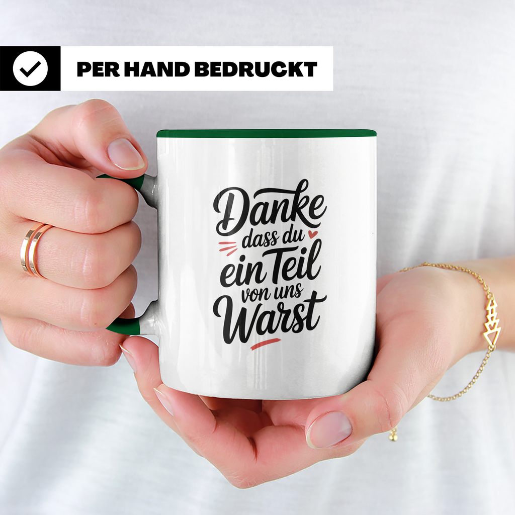 Danke Tasse Abschied - Danke dass du ein Teil von uns warst - Jobwechsel Kollegen Mitarbeiter Geschenkidee Spruch - Personalisiertes Abschie