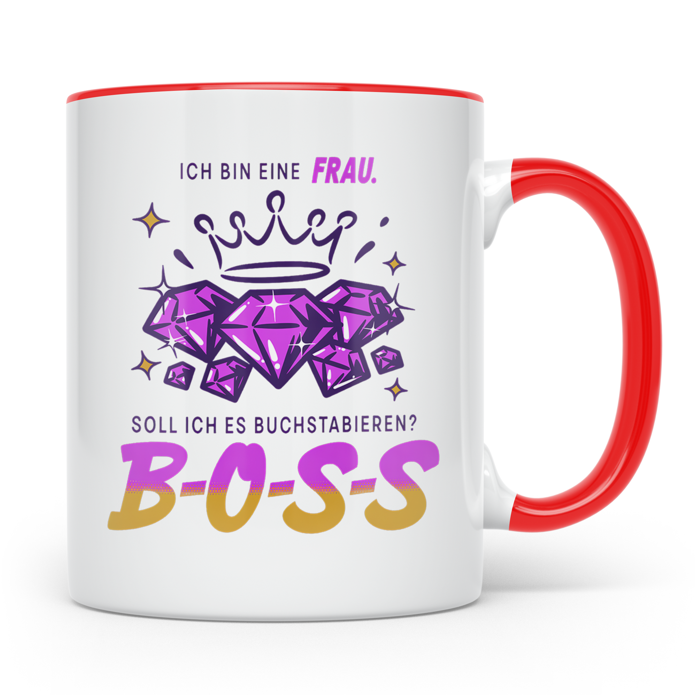 Boss Lady Tasse Chefin Geschenk für starke Frau lustiger Spr – Rot [farbe:rot]