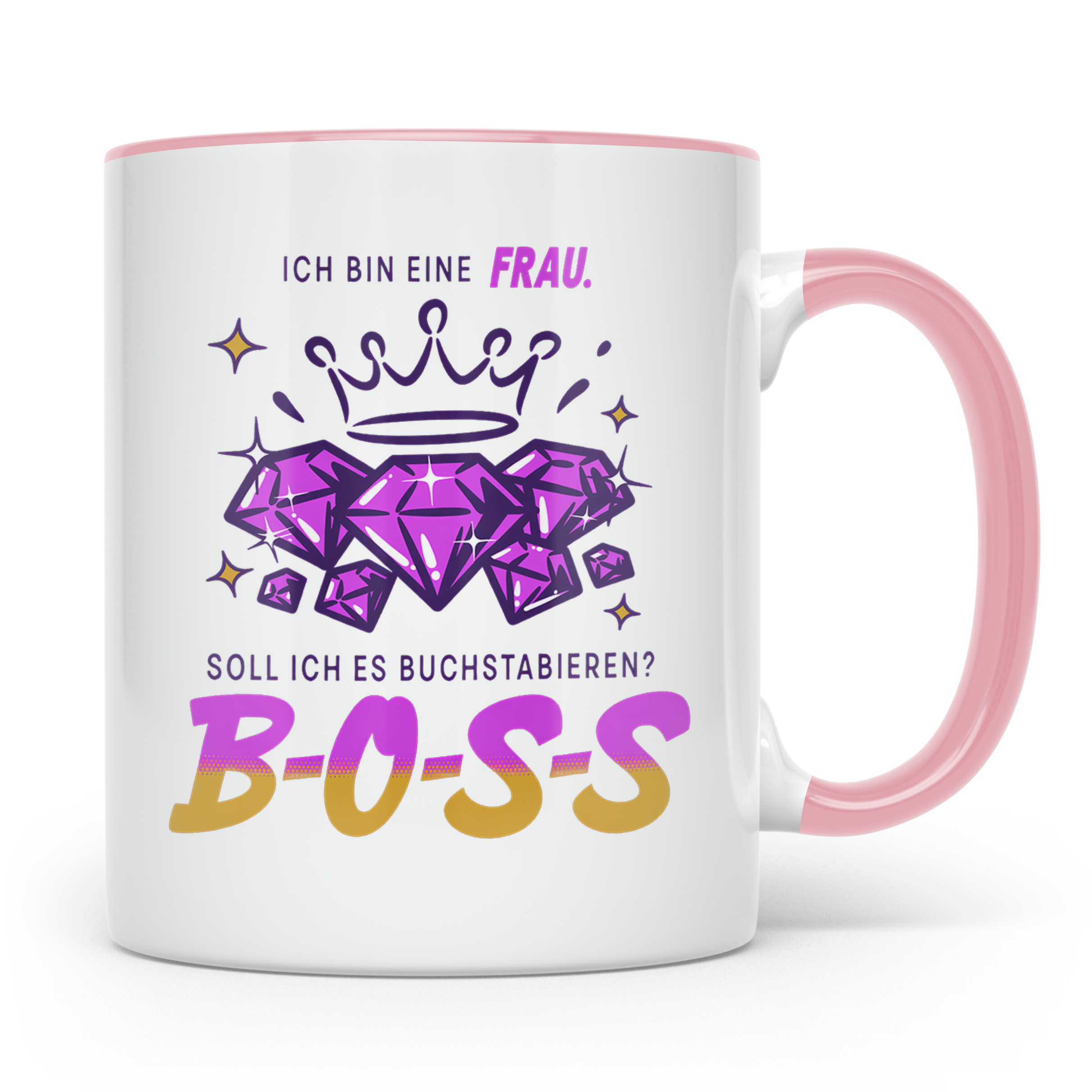Boss Lady Tasse Chefin Geschenk für starke Frau lustiger Spr – Rosa [farbe:rosa]