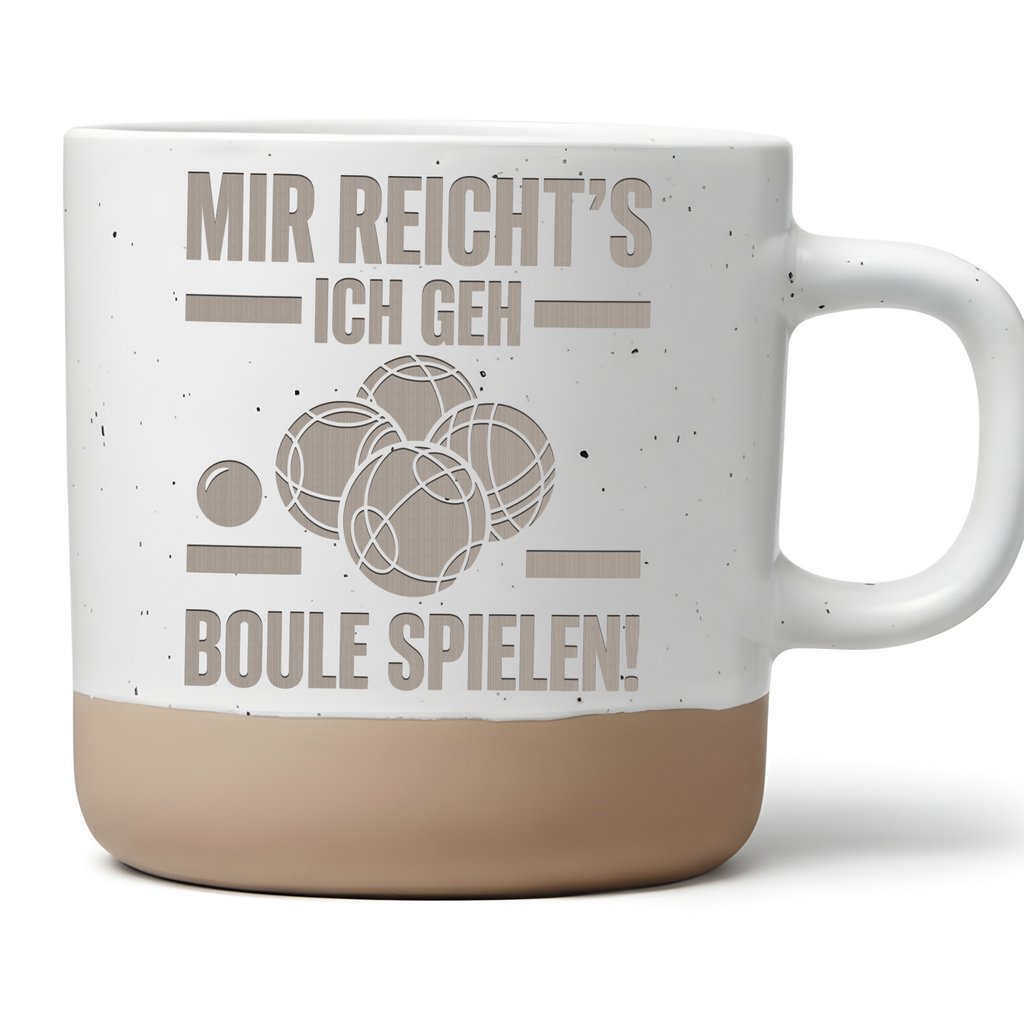 Tasse Boule Mir reichts ich geh Boule spielen, Petanque Becher Keramik – Bild 1