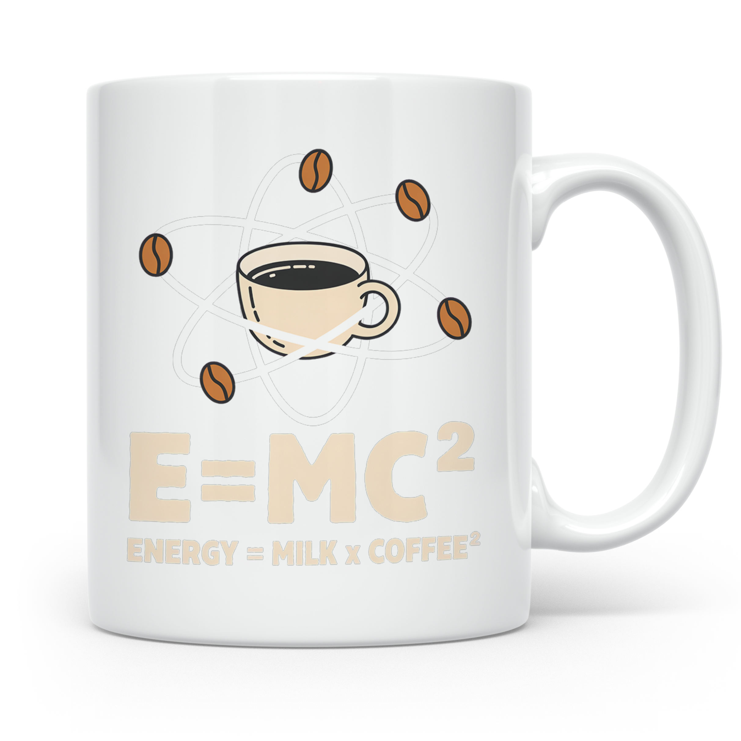 Kaffee Tasse E=MC² Energy Milk Coffee² Lustiger Spruch für P – Weiß [farbe:weiß]