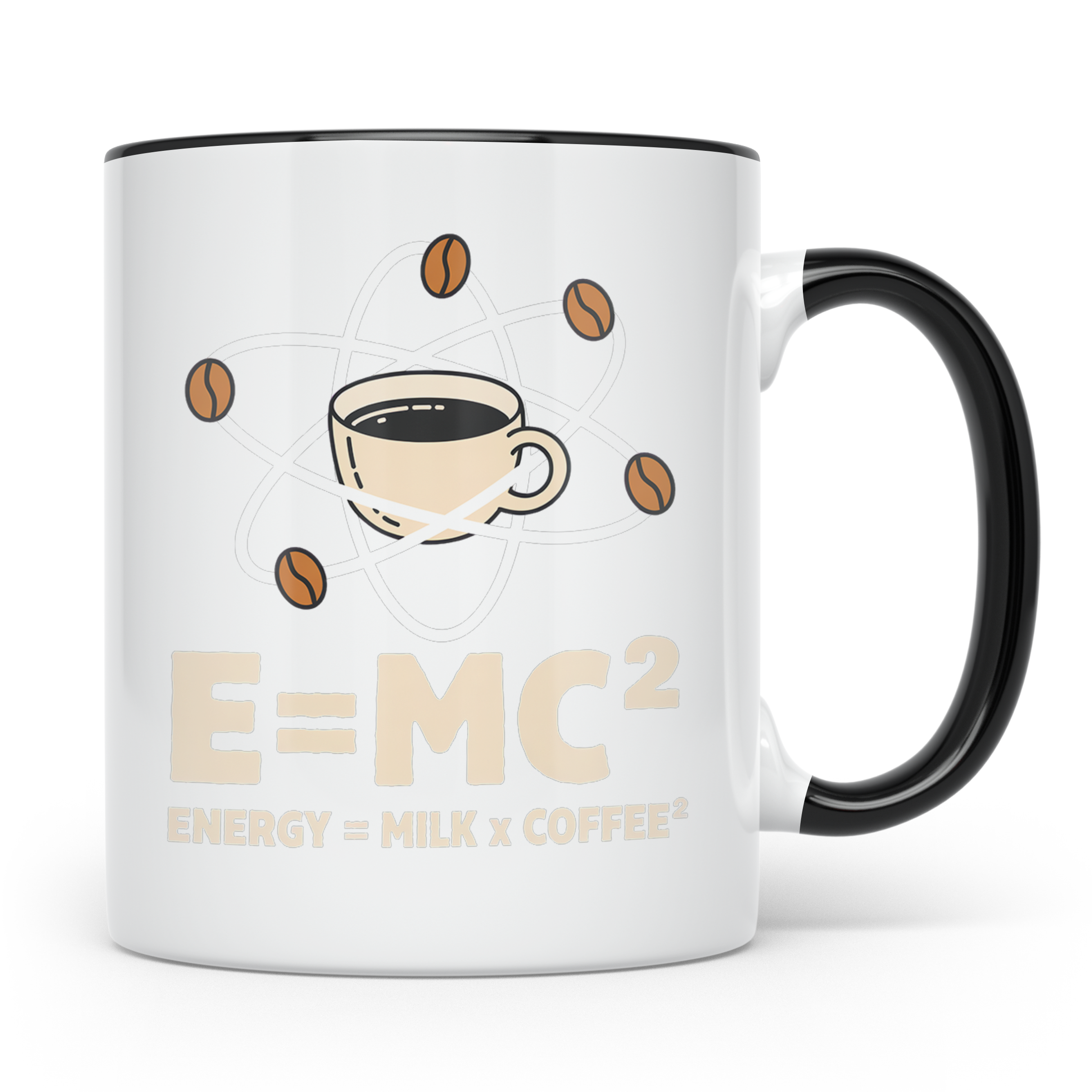 Kaffee Tasse E=MC² Energy Milk Coffee² Lustiger Spruch für P – Schwarz [farbe:schwarz]