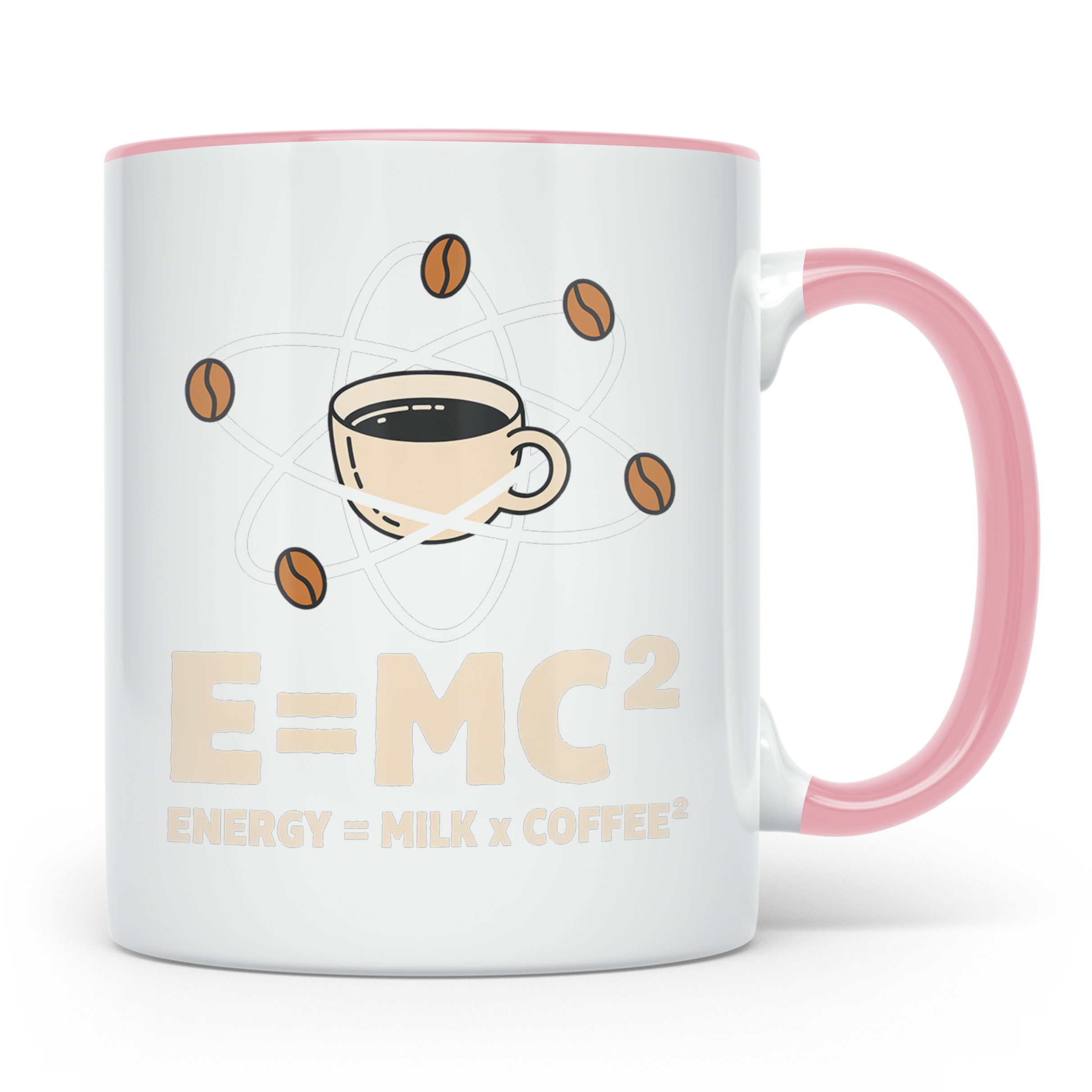 Kaffee Tasse E=MC² Energy Milk Coffee² Lustiger Spruch für P – Rosa [farbe:rosa]