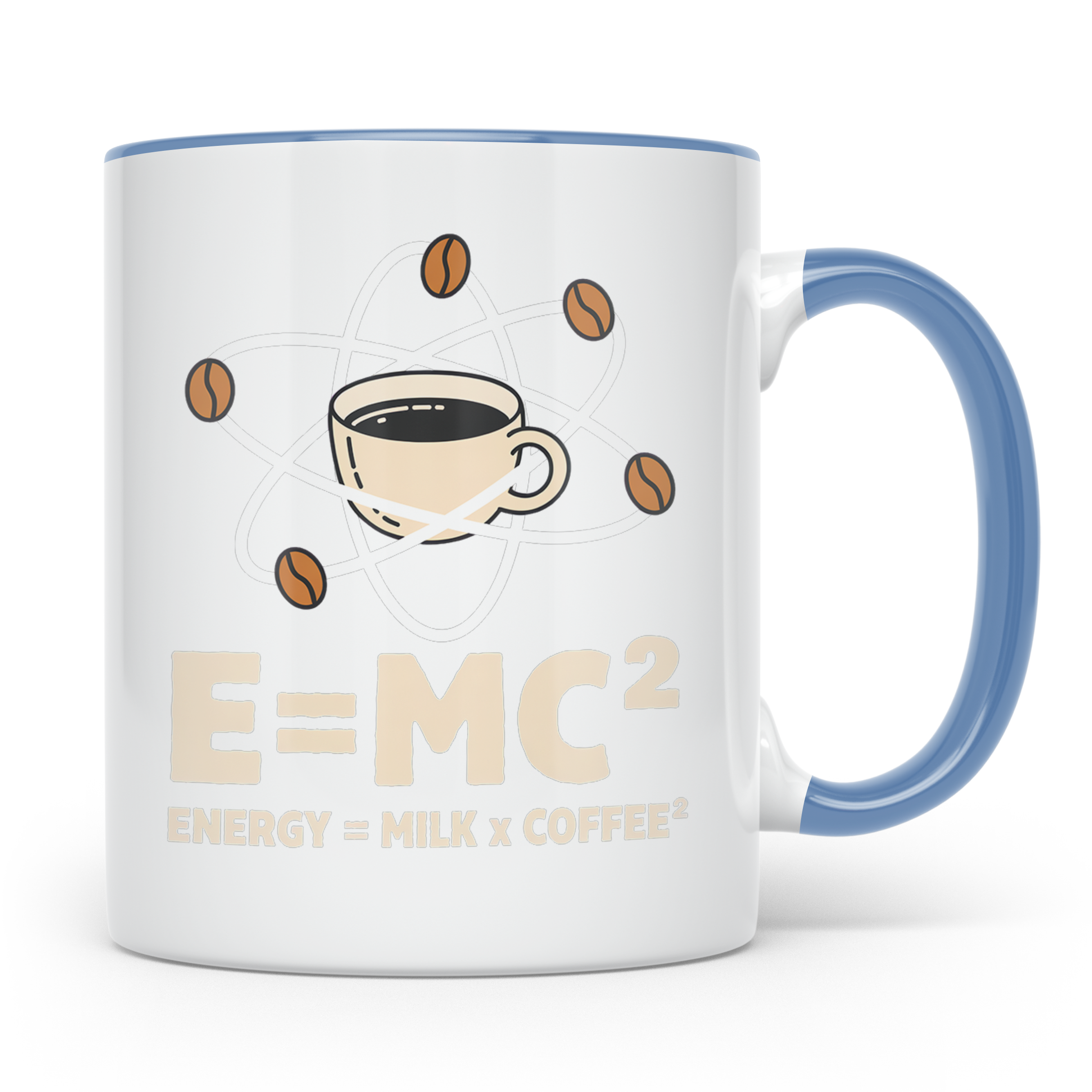 Kaffee Tasse E=MC² Energy Milk Coffee² Lustiger Spruch für P – Blau [farbe:blau]